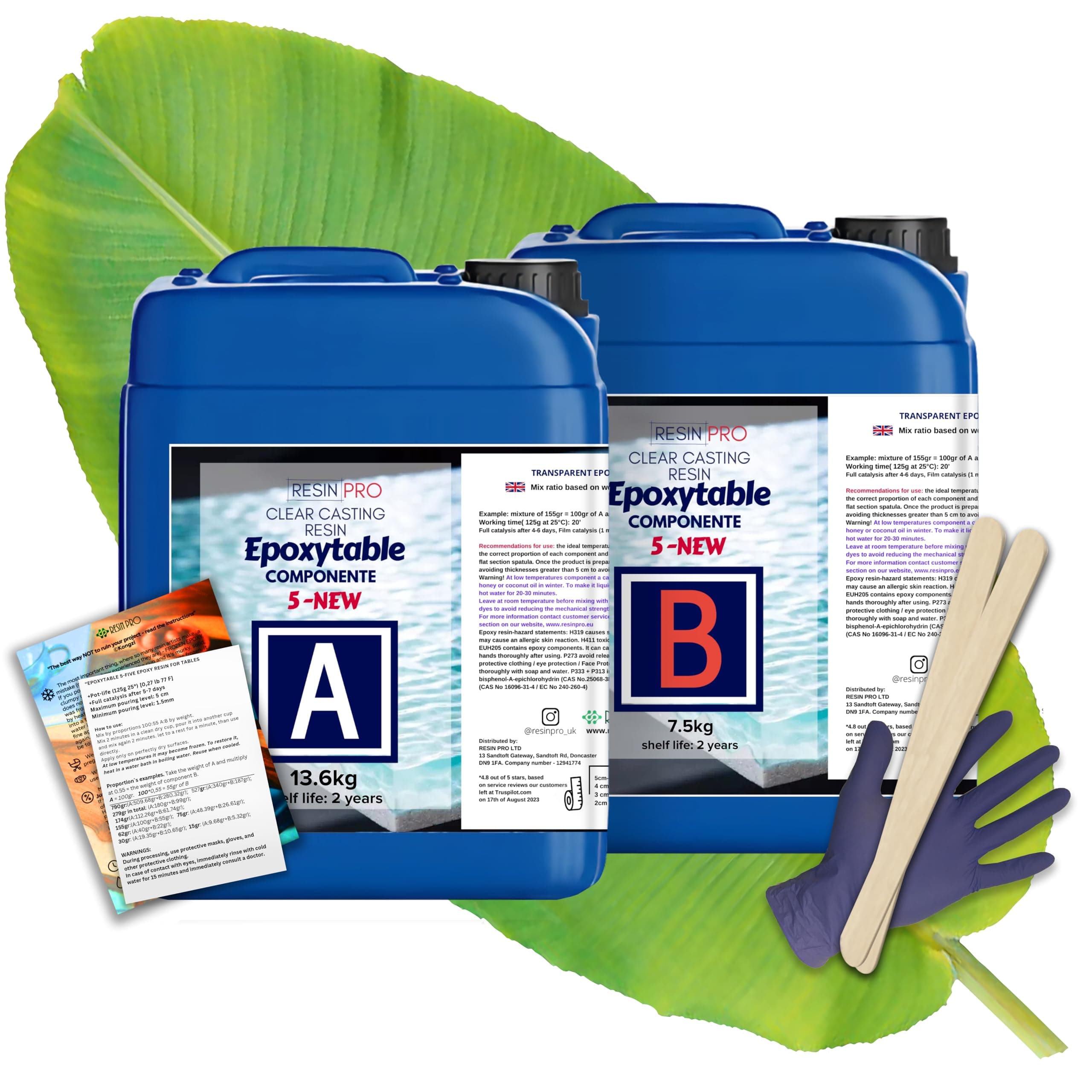 21,1 Kg Epoxy Resin Epoxytable Five Ideal for creating River Table, Furniture, Clear Casting, Countertops 5 cm, Jewellery and Artistic Creations, Non-toxic Certified, Technical Assistance in English