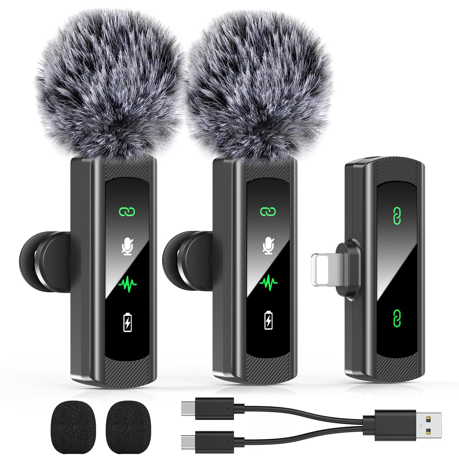 Model J4 Mini Wireless Lavalier Microphone - Noise Reduction Lape Mic, Clip-on Mic for Recording, Omni Lav Microphone for Video Recording, Tiktok