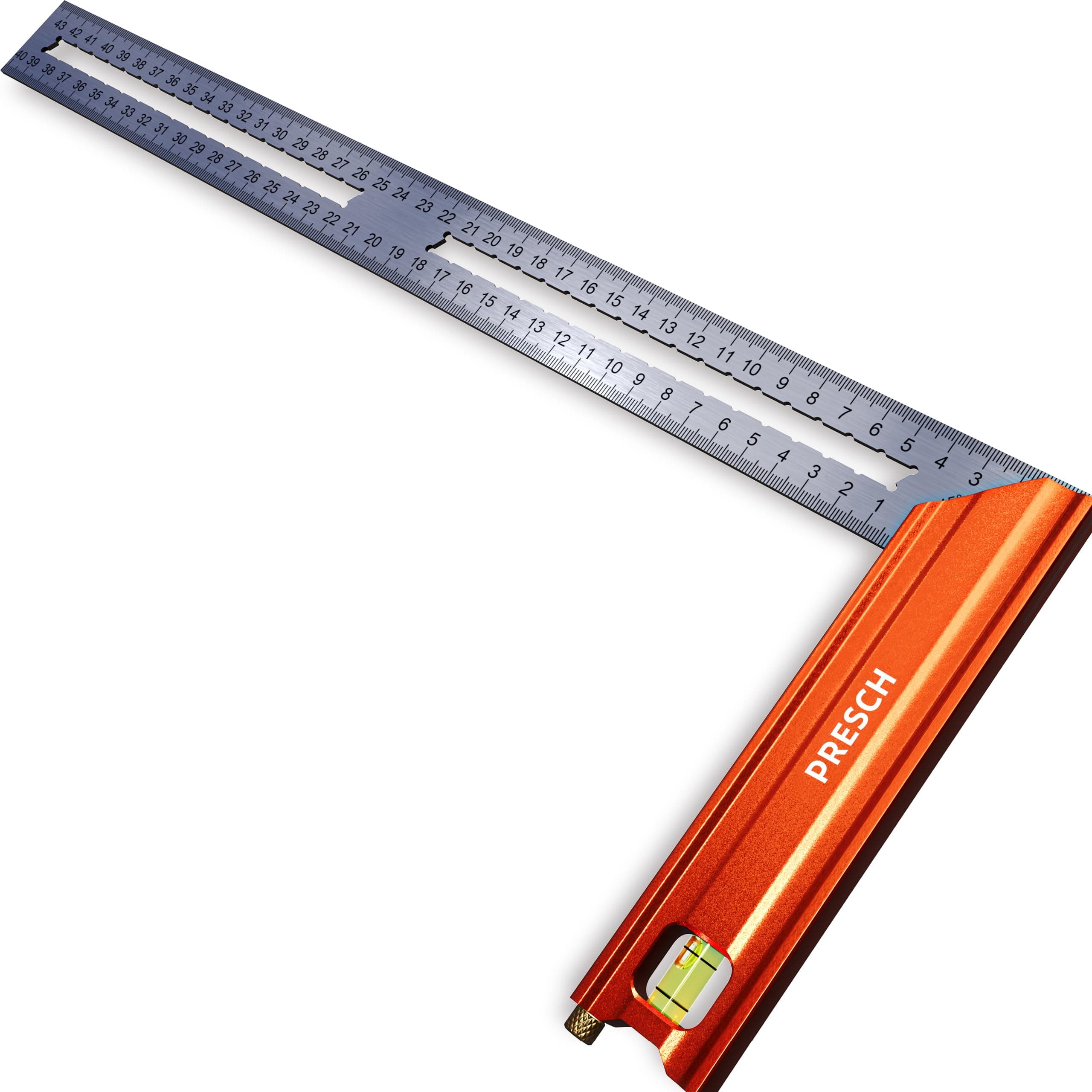 Try Square 400 mm | Large | Includes rust-free marking gauge (40cm), level bubble & marking pin | 90° & 45° | Carpenters square, Precision Square, Joiners Square, Engineers Square