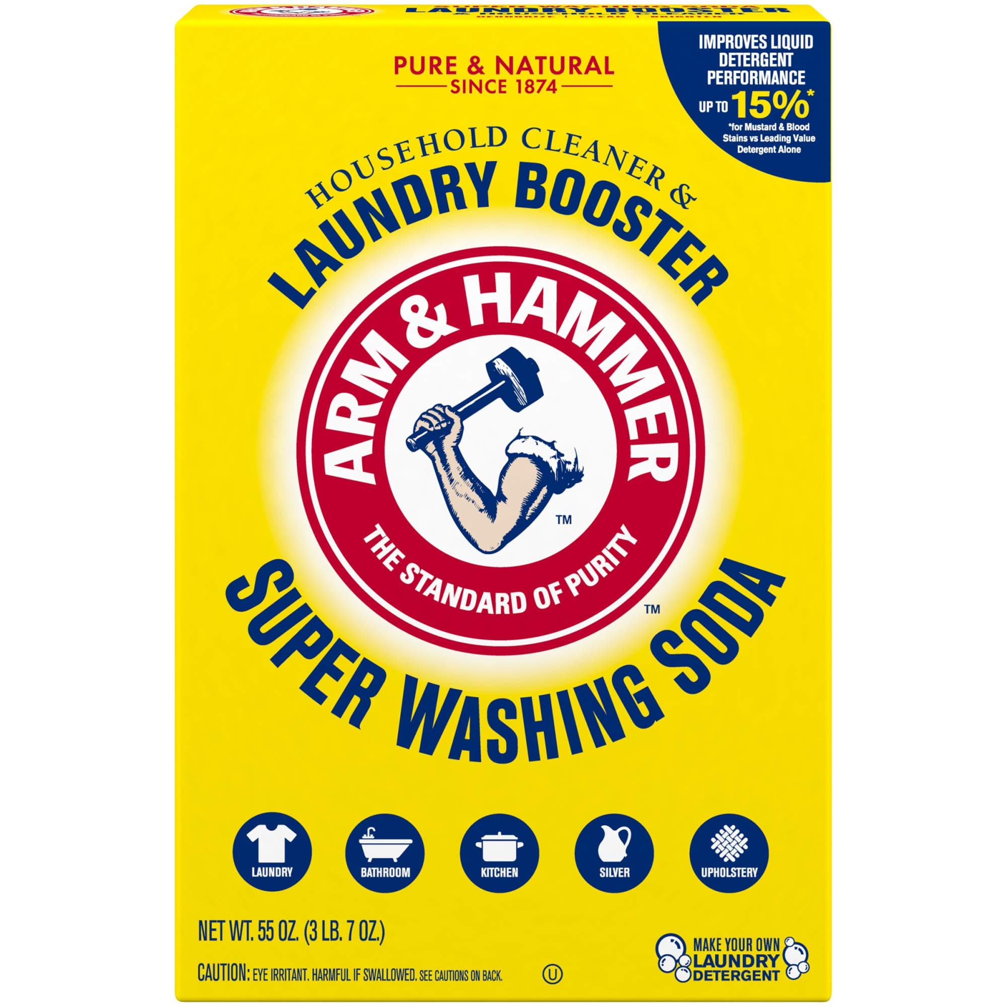 ARM & HAMMER Detergent Booster, Yellow, 55 Oz, 3020