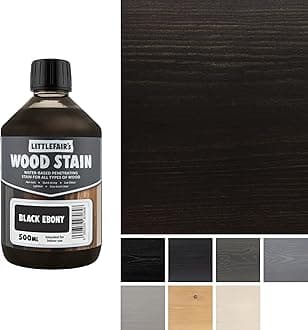 Wood Stain Water Based - 16.9oz/500ml - Indoor Furniture Stain Light & Dark Finishes - Special Non Toxic & Eco Friendly Formula - Wood Stain for Crafts - Color: Black Ebony