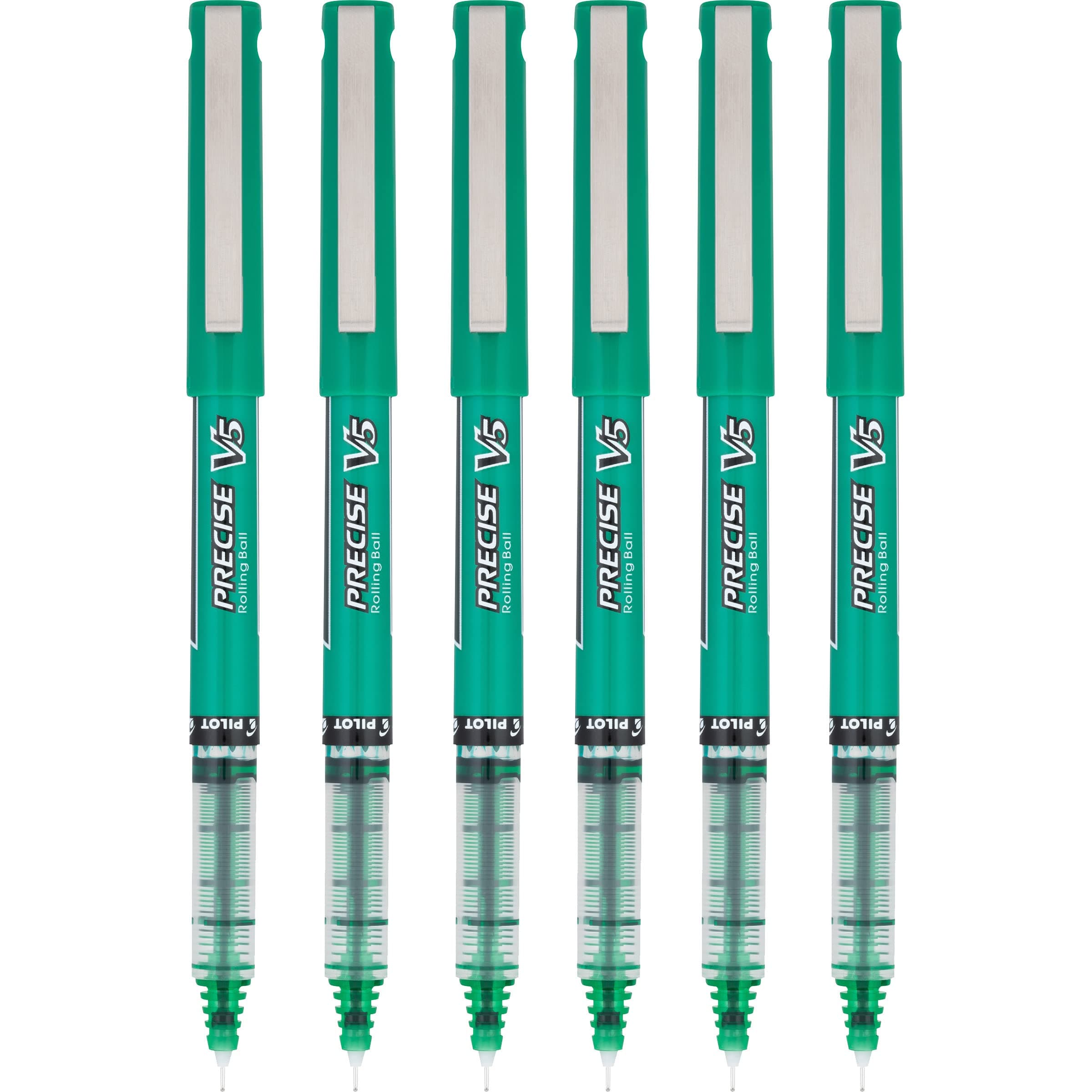 Pilot Precise V5 Stick Rolling Ball Pens, Extra Fine Point, Blue Ink, Pack Of 6