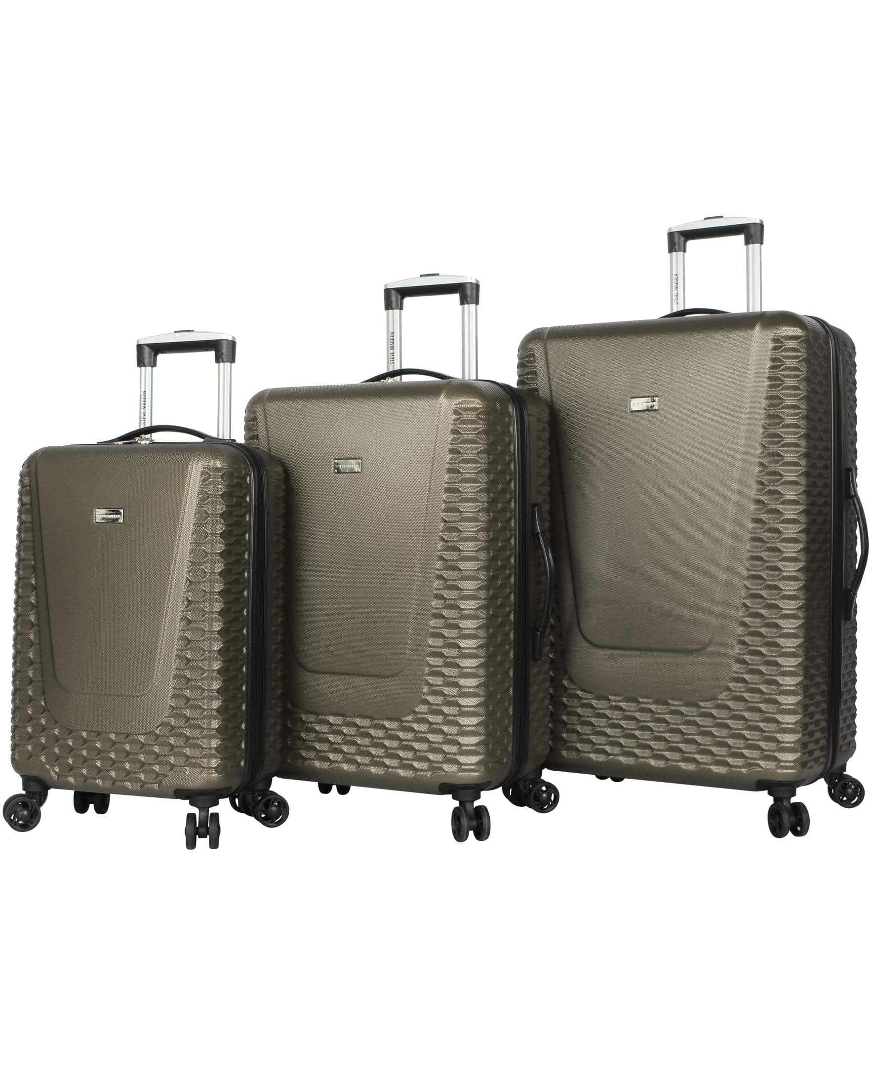 Steve Madden Hard Case 3 Piece Spinner Suitcase Set Collection (One Size, Antics Olive)