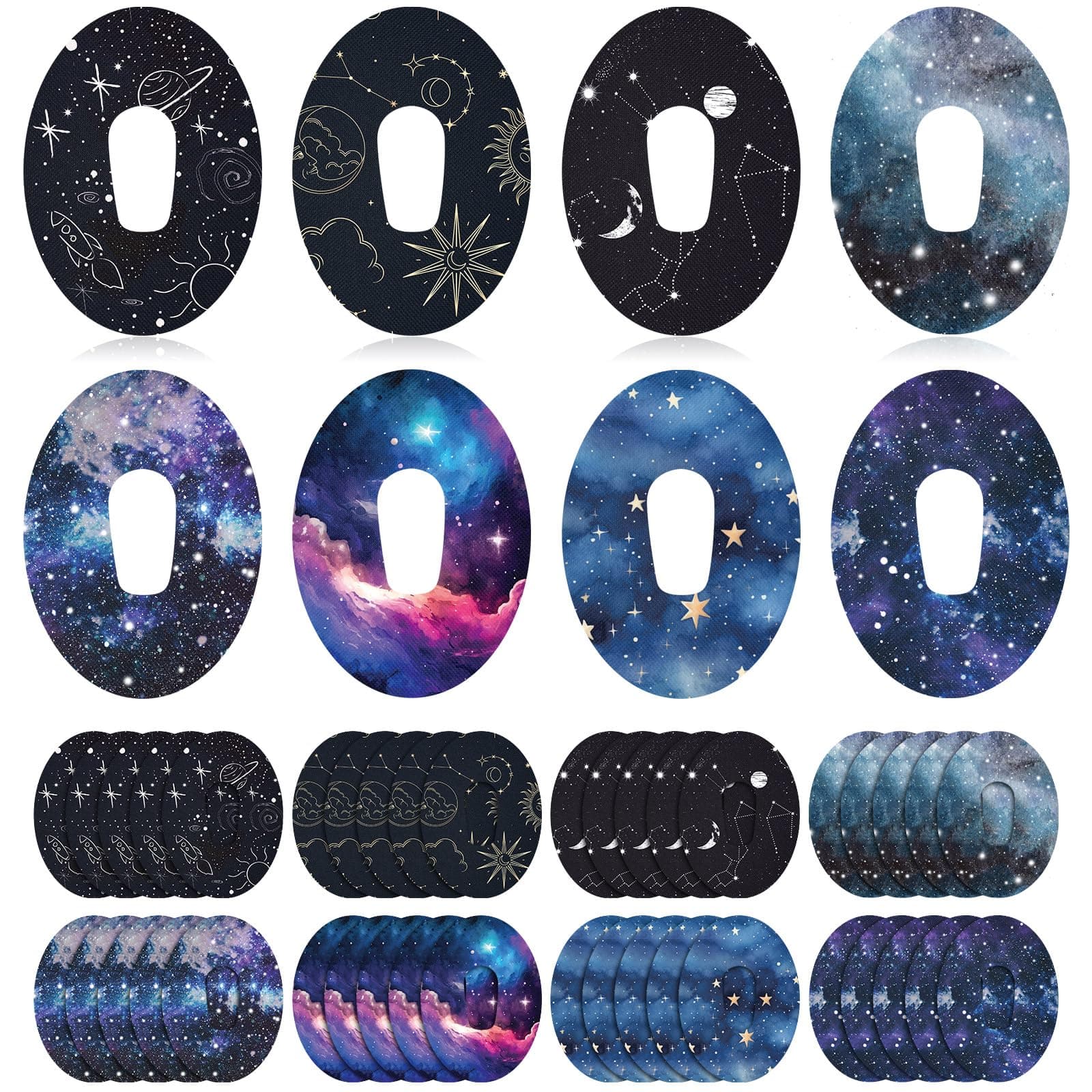 32 Pack Oval Adhesive Patches Compatible with Dexcom G6, CGM Patches, Galaxy Adhesive Tape Stickers, Sensor Covers Waterproof Sweat Proof Flexible Breathable Pre-Cut, Long Lasting