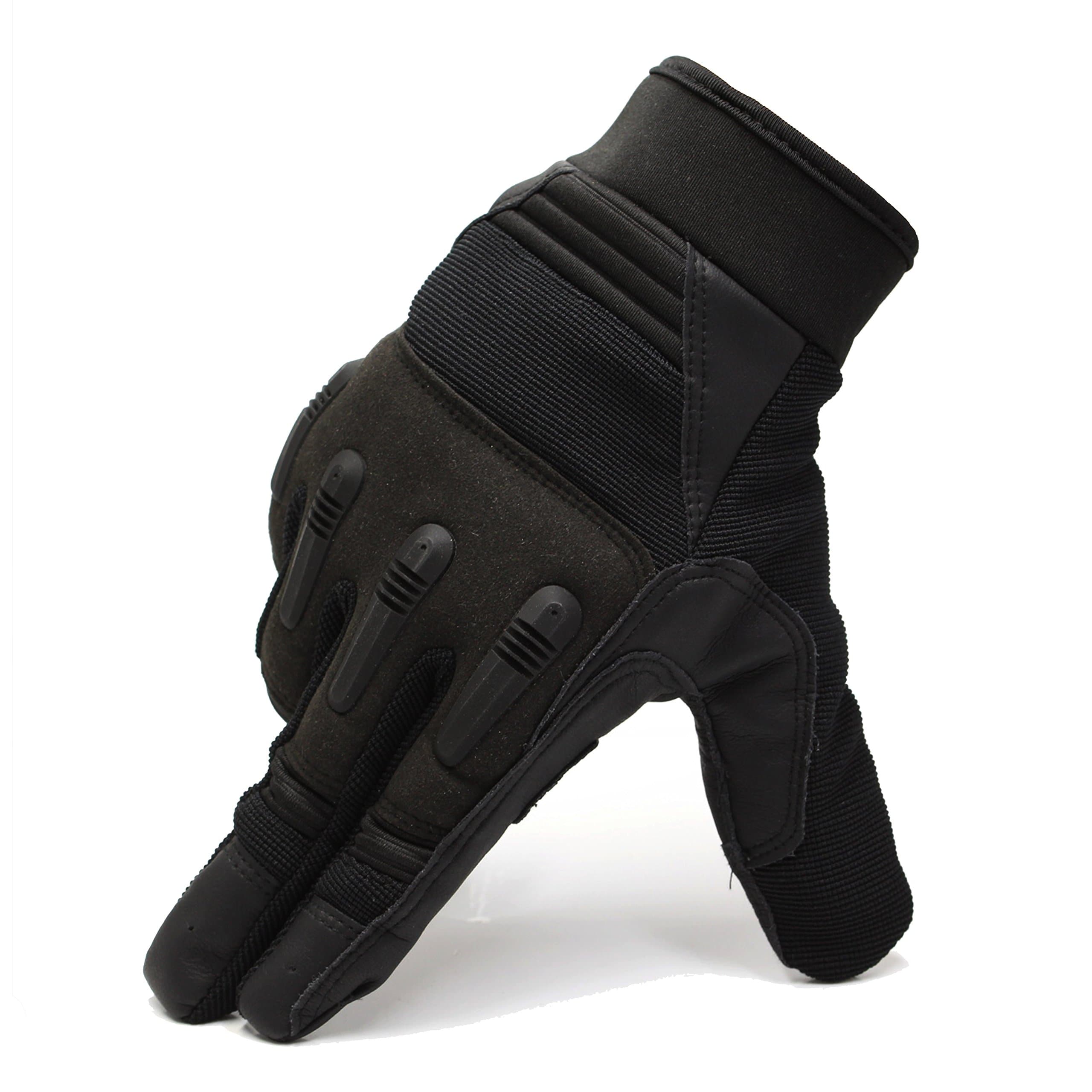 FRETOD Mens Driving Gloves - PU Leather with Touch Screen Function & Protective Knuckle, Black