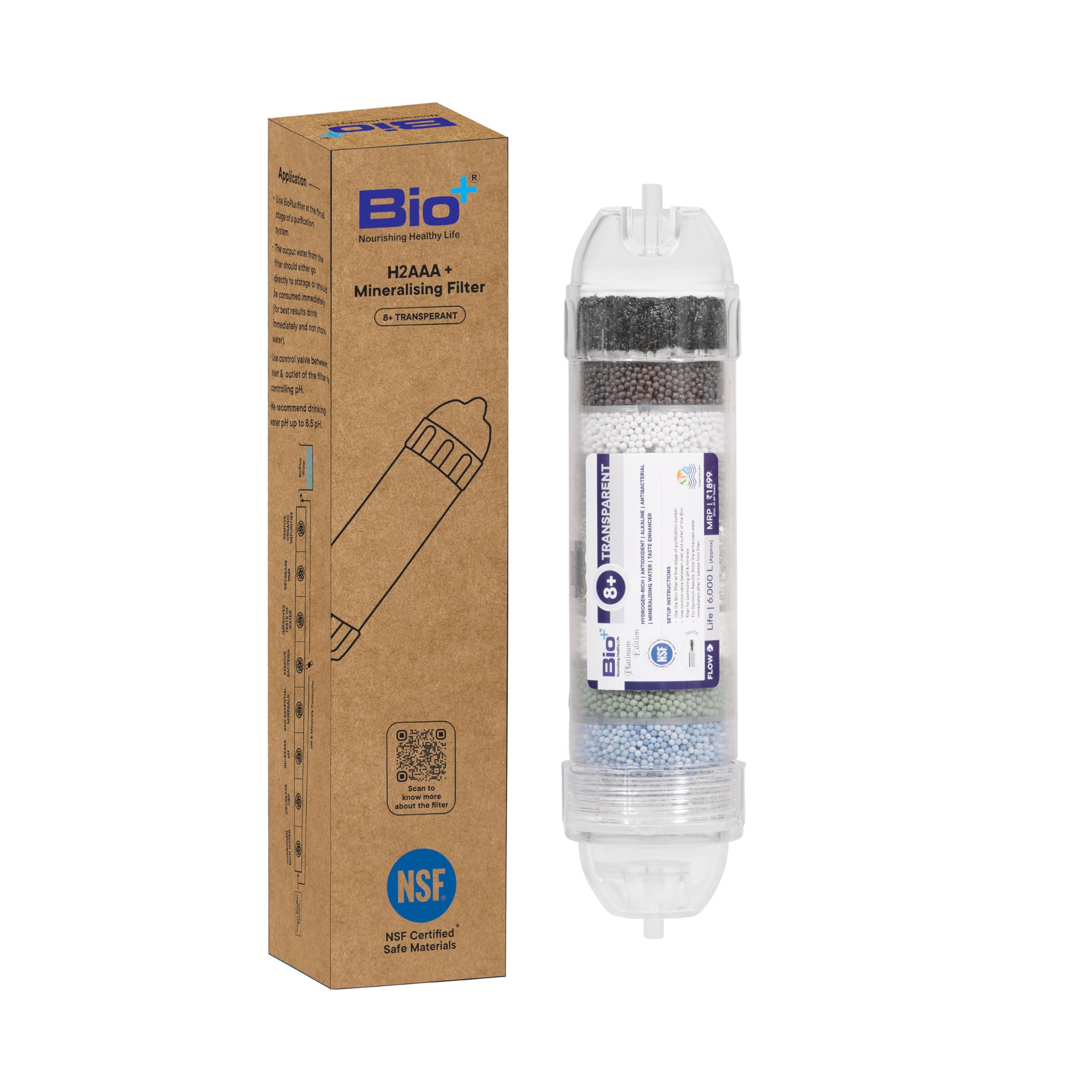 BIO + WITH WORD A-A-A FILTER 8+ Hydrogen-Rich, Alkaline, Antioxidant, Mineralising - H2AAA + Mineralising Water Filter