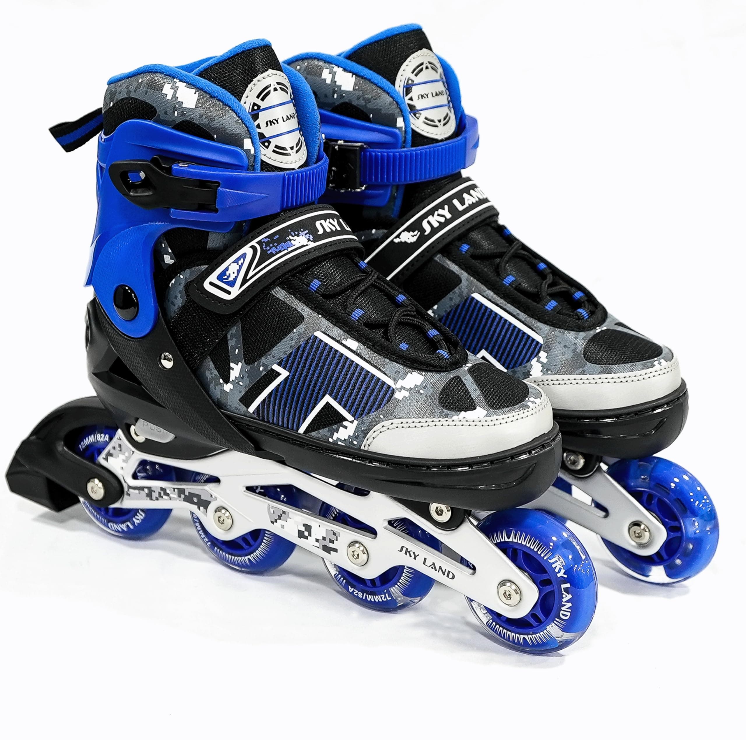 Professional Inline Skates with 8 Illuminated Wheels - Comfortable Roller Skates for Kids And Teens-Blue