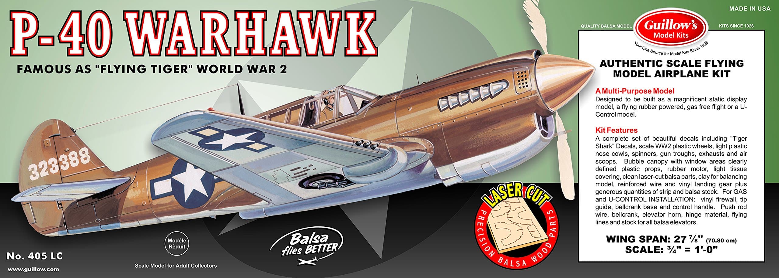 Guillows Wooden Scale Model - P-40 Warhawk