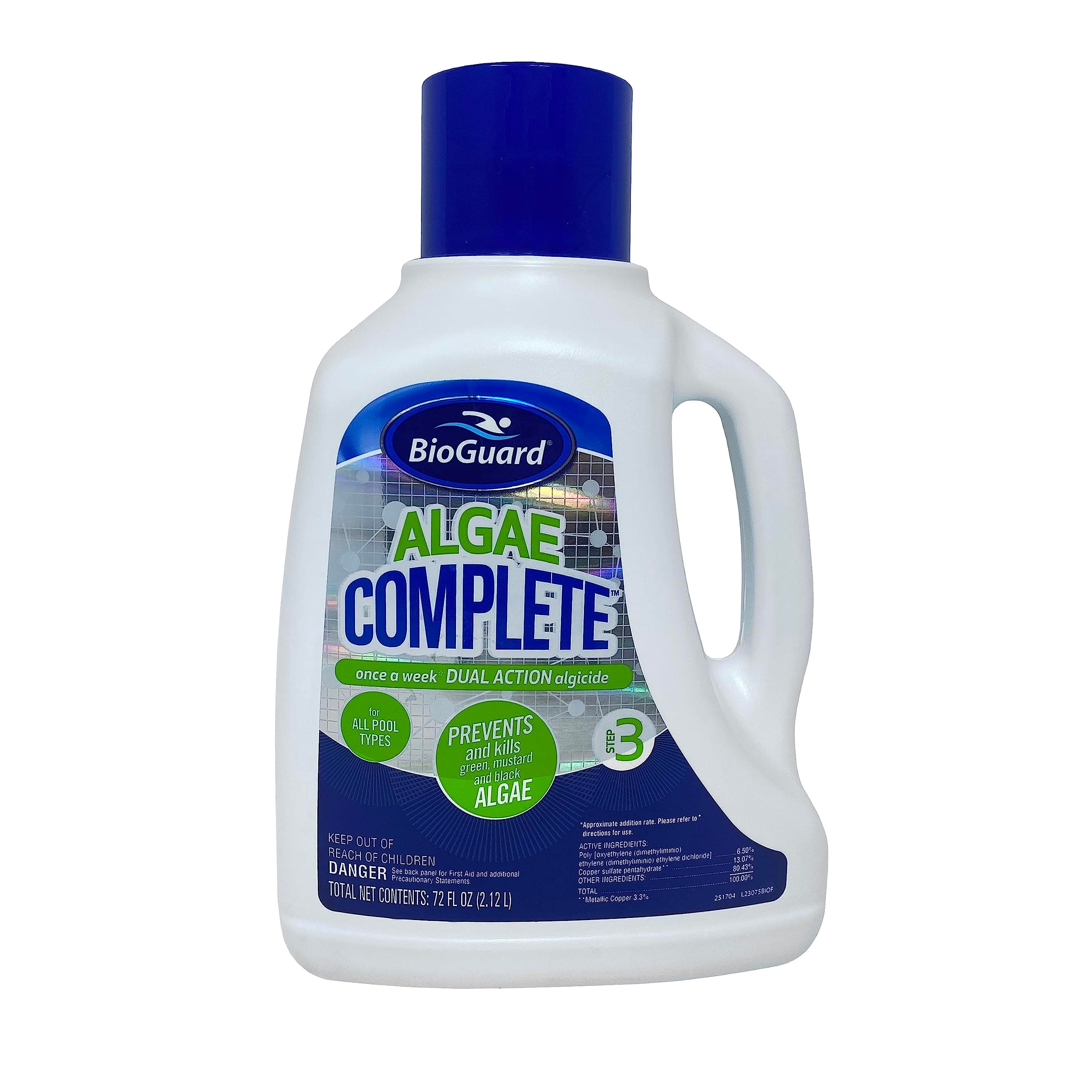 Algae Complete, 2L, Single, Dual Action Algaecide, Non-Staining and Non-Foaming, Kills and Prevents All Types of Algae