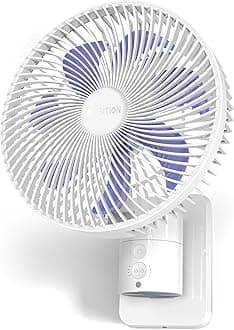 8'' Small Wall Mount Fan with Remote Control, 90°Oscillating, 4 Speeds, Timer, Included 120° Adjustable Tilt, High Velocity, 70Inch Cord, for RV Bedroom Home Office Garage
