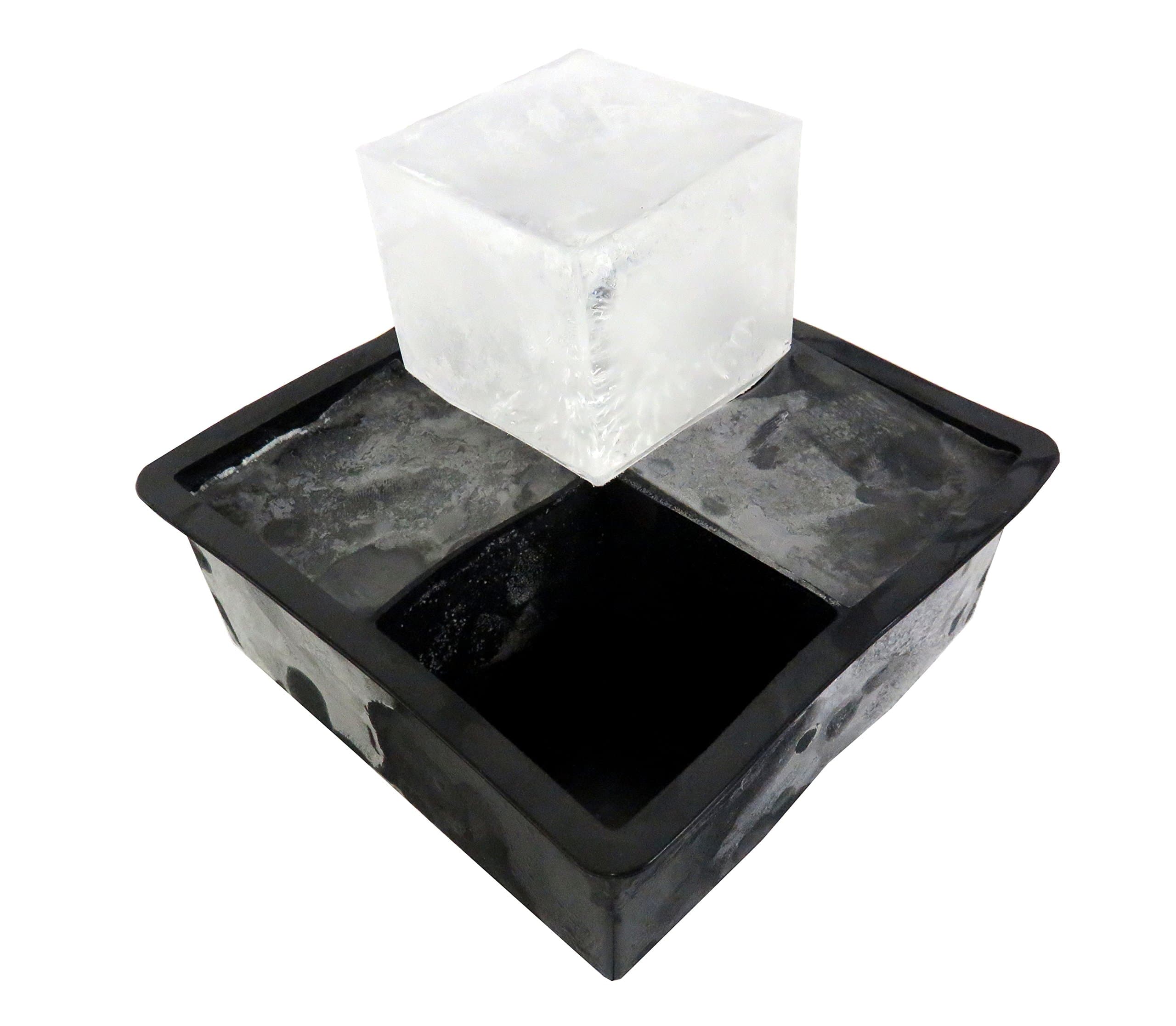 Bevratech 2.5" Silicone Ice Cube Tray Mold (Black) | 4 Cubes Per Tray | Make Large Ice Cubes for Your Drinks | Perfect for Use with Ice Presses | Reusable and BPA Free (2)