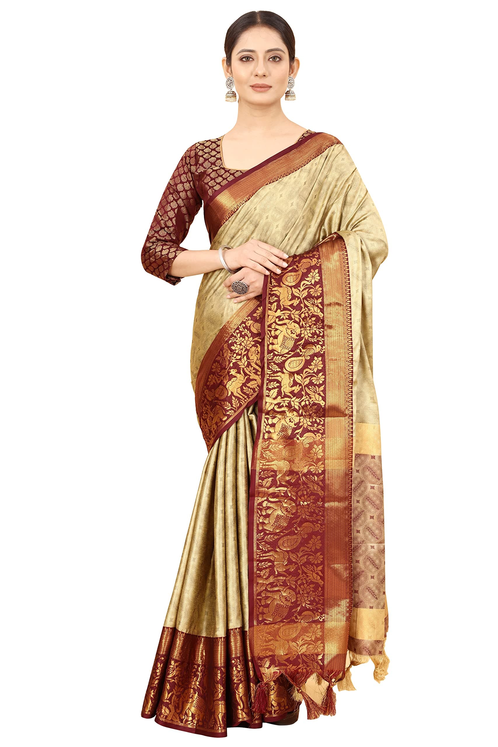 VelmitaBanarasi Cotton Silk Saree