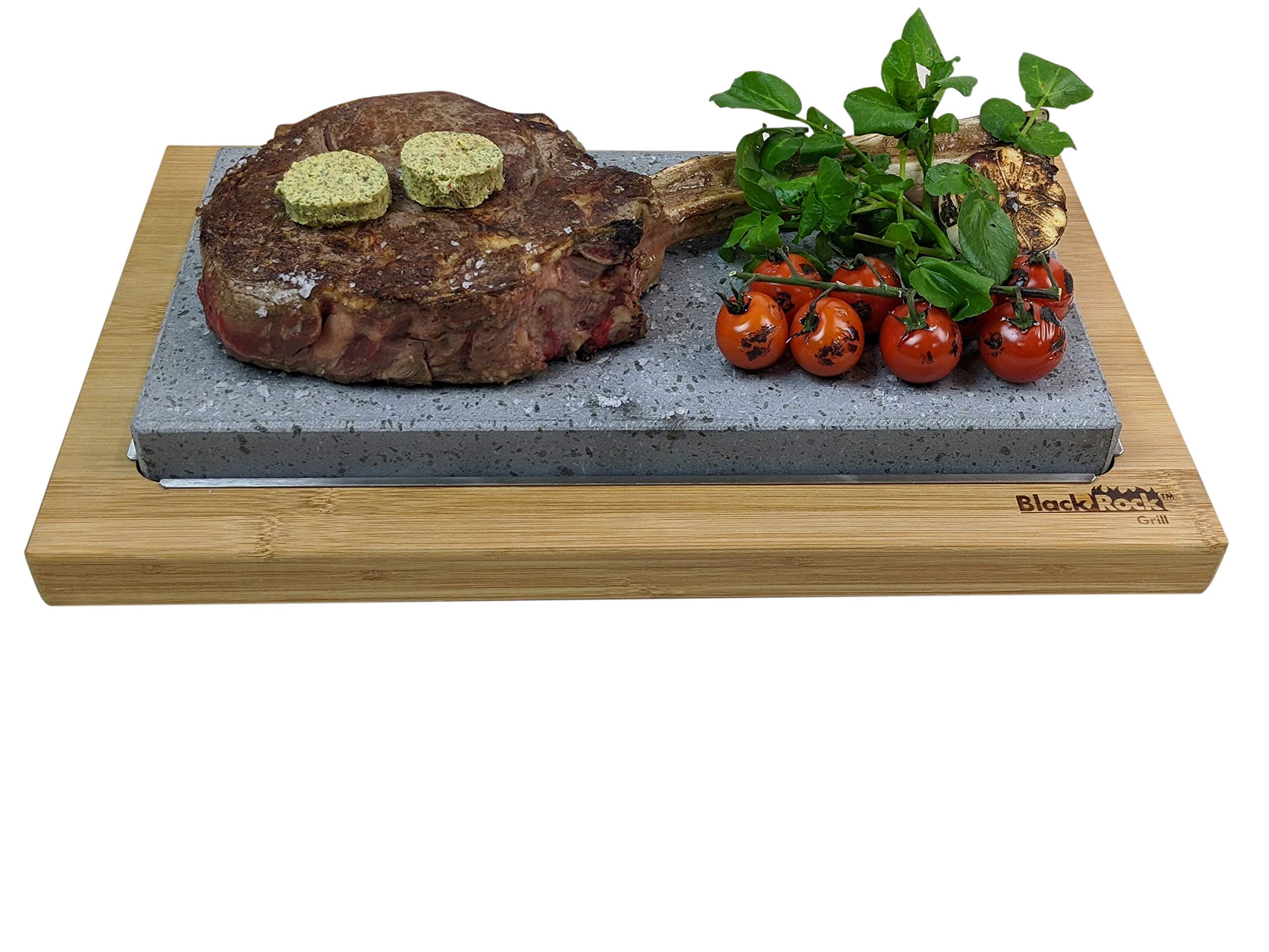 Black Rock Grill Premium Steak on a Stone Sharing Set - Elevate Your Tabletop Dining Experience with Lava Stone Grilling