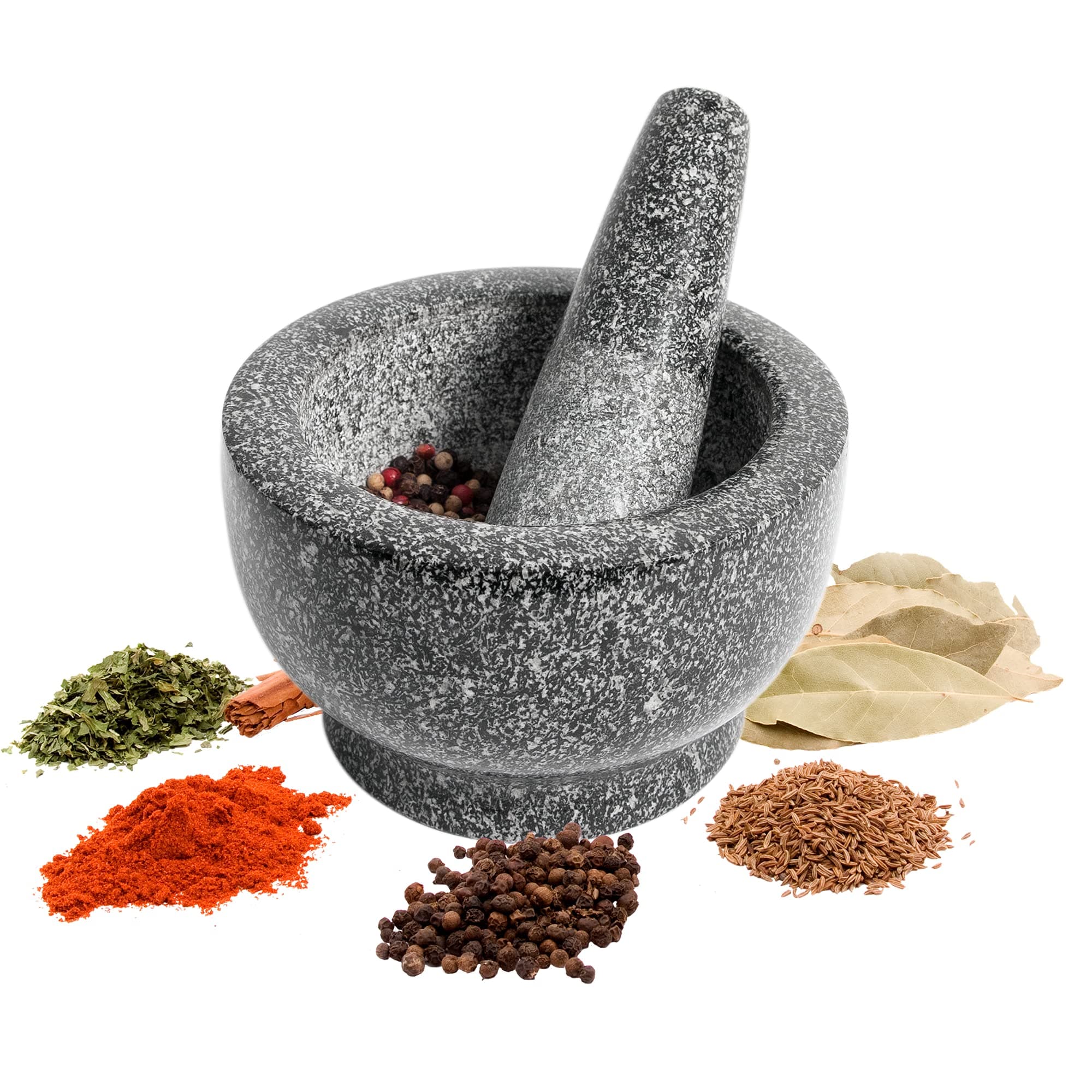 Browin 312008 Kitchen Solid Polished Granite Pestle and Mortar Natural Stone Heavy