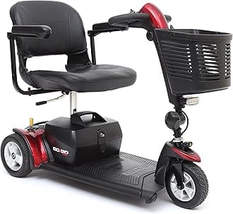 Pride Go-Go Sport 3 Wheel Mobility Scooter - Motorized Electric Medical Carts for Seniors, Handicapped, or Disabled Adults with Free Challenger Mobility Accessory