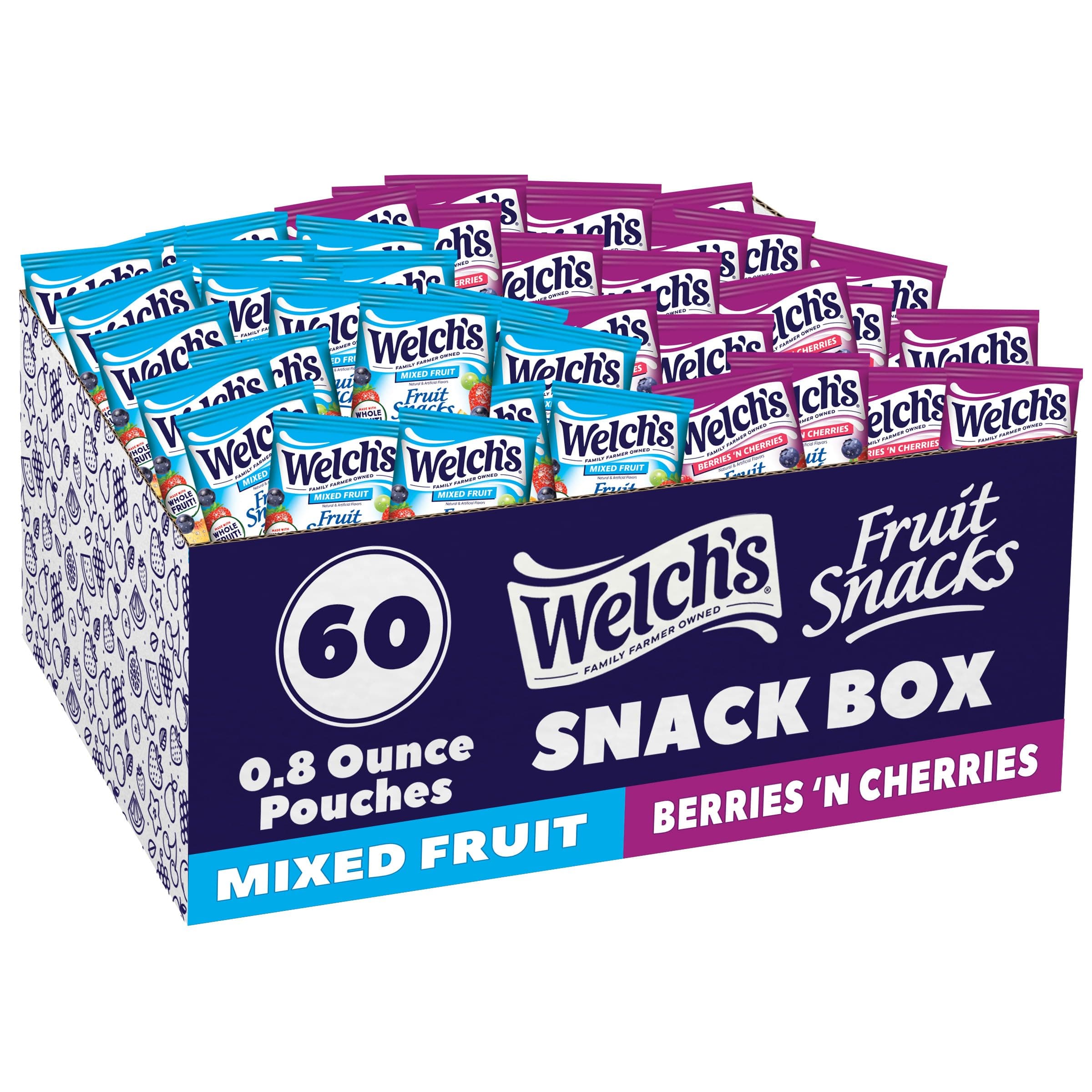 Welch's Fruit Snacks, Mixed Fruit Snack Box, Gluten Free, 0.8oz Snack Packs (...