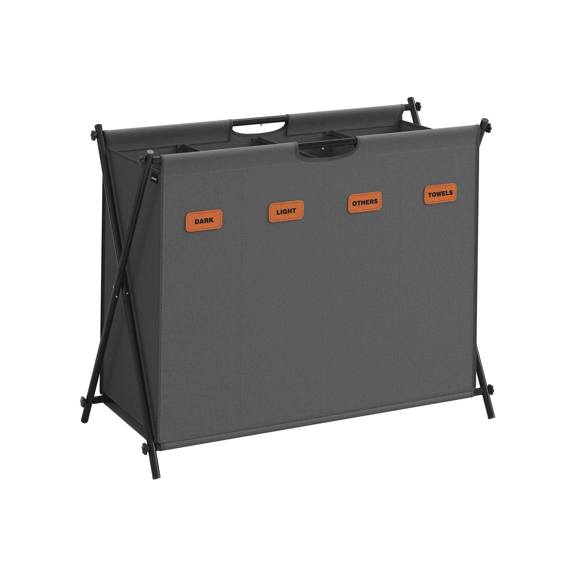 SONGMICS Laundry Hamper, 4 Section Laundry Sorter, 155 L Capacity, Collapsible X-Frame, Slate Grey