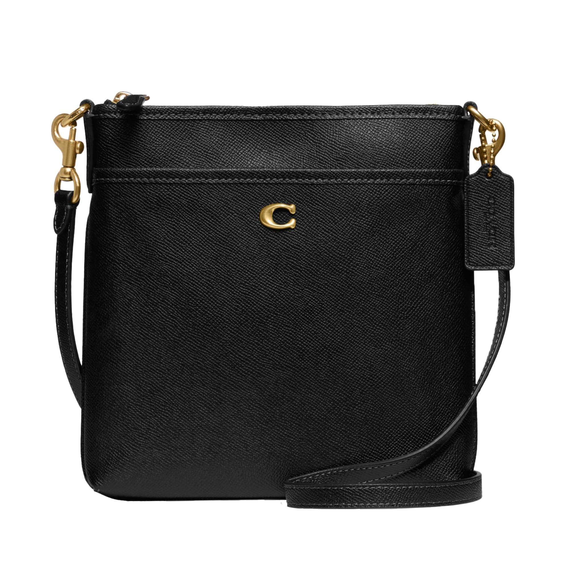 Coach Cross Grain Leather Kitt, Black, One Size