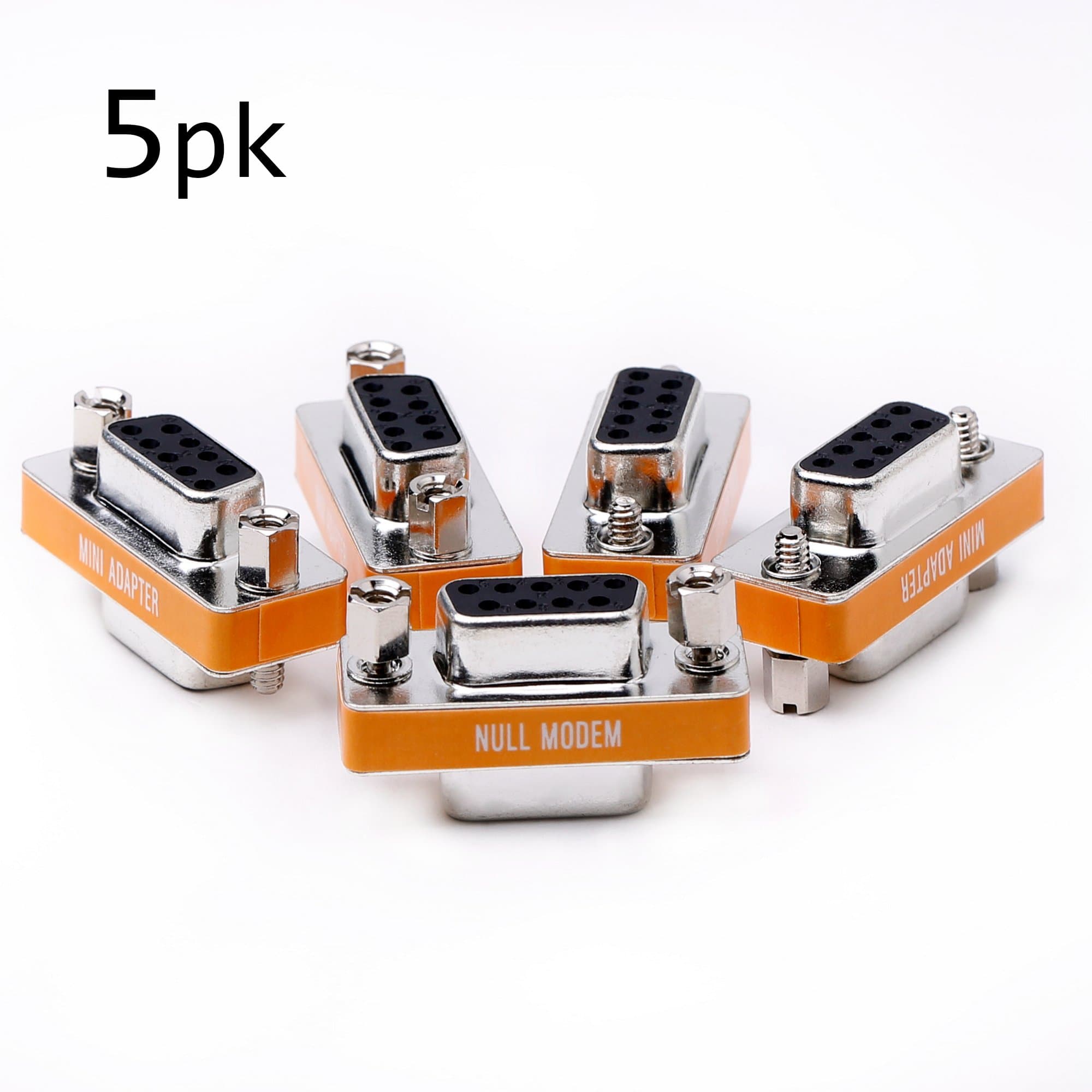 DB9 null modem adapter female to female slimline data transfer serial port adapter 5 Pack