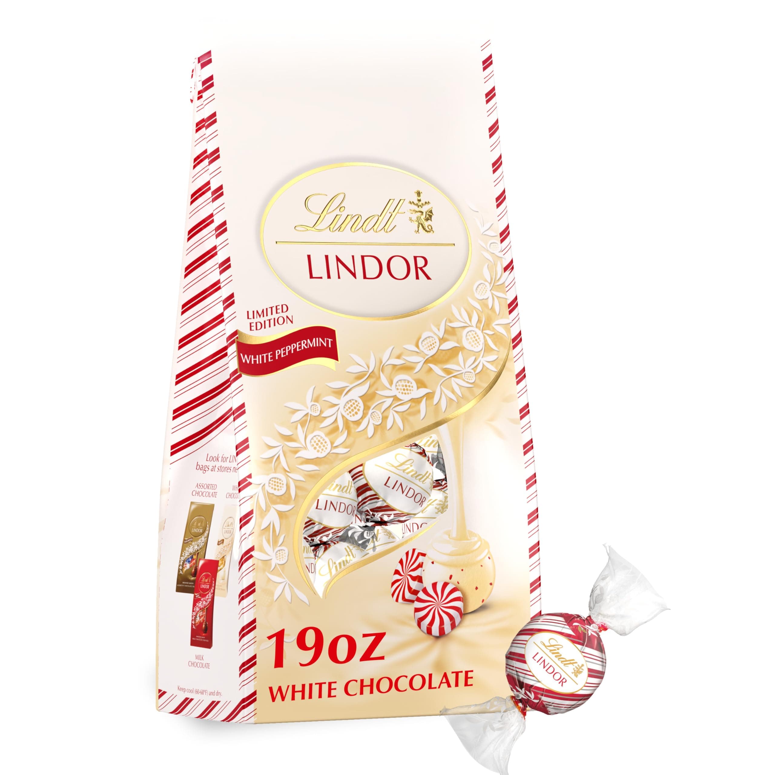 Lindt White Peppermint Truffles 560ml Bag