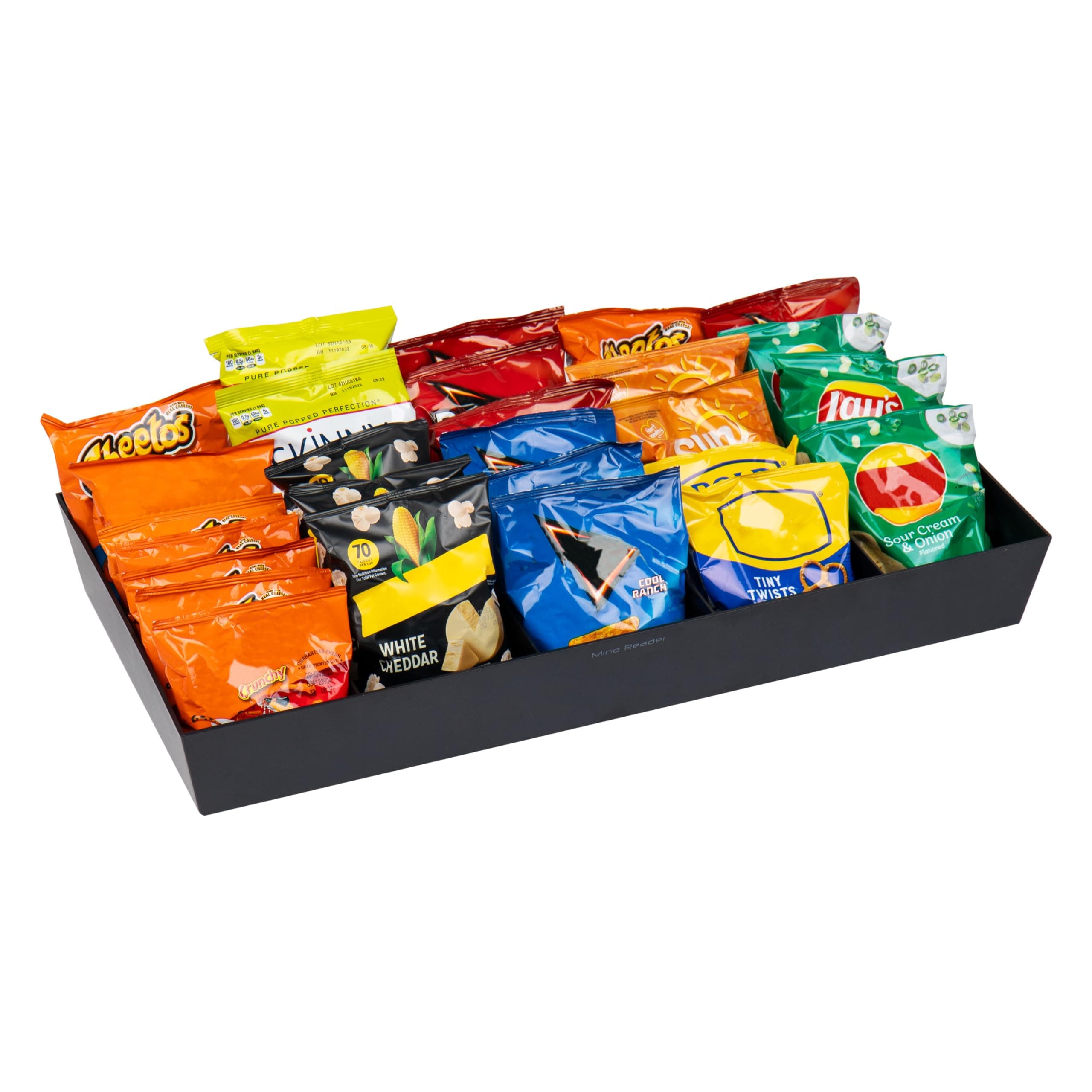 Mind Reader SNACKORGT-BLK Snack Tray, Pantry, Breakroom, Kitchen, 24" L x 12" W x 3.25" H, Plastic