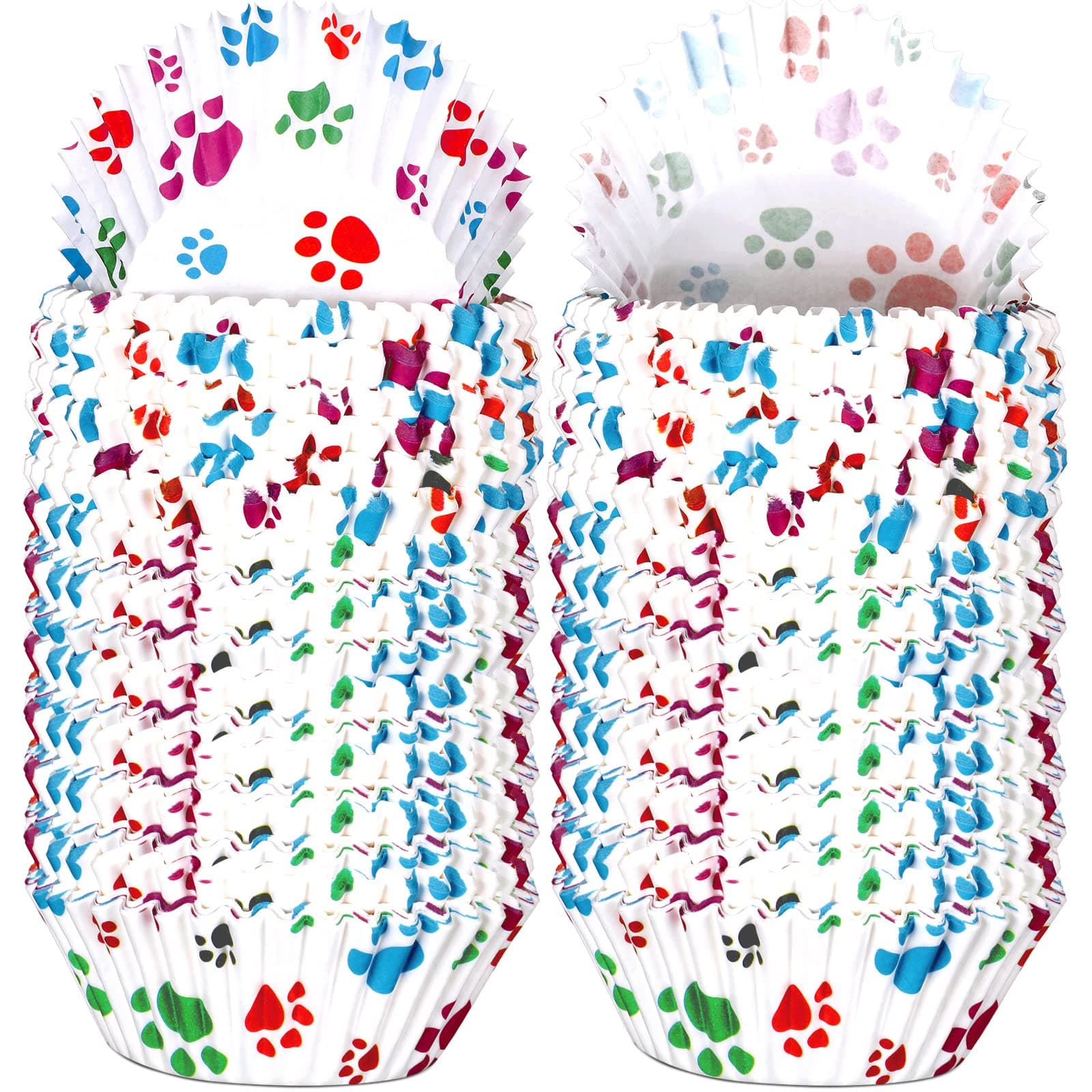 200 Pcs Paw Bone Cupcake Liners Dog Wrappers Paw Pattern Cup Cake Holder Puppy Dog Theme Cupcake Wrappers for Baby Shower Birthday Party Supplies(Multi Color)