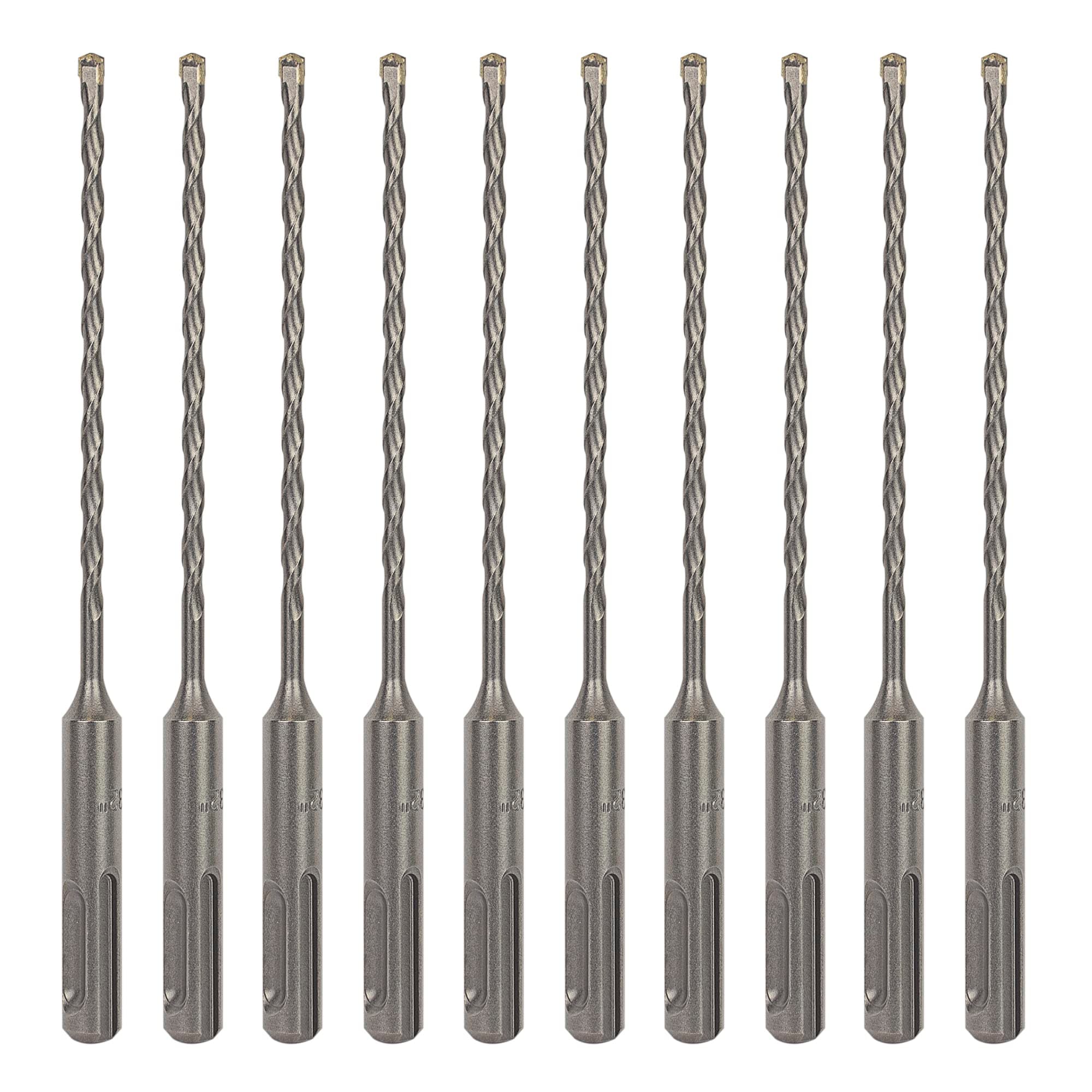 10-Pack 5/32 Inch x 6 Inch SDS Plus Rotary Hammer Drill Bits, Carbide Tipped for Brick, Stone and Concrete (5/32” x 4" x 6")