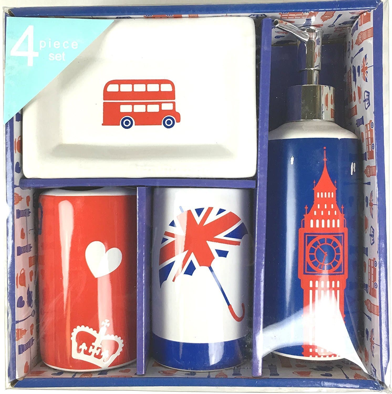 Indecor Home 4-Piece Ceramic London Bath Set