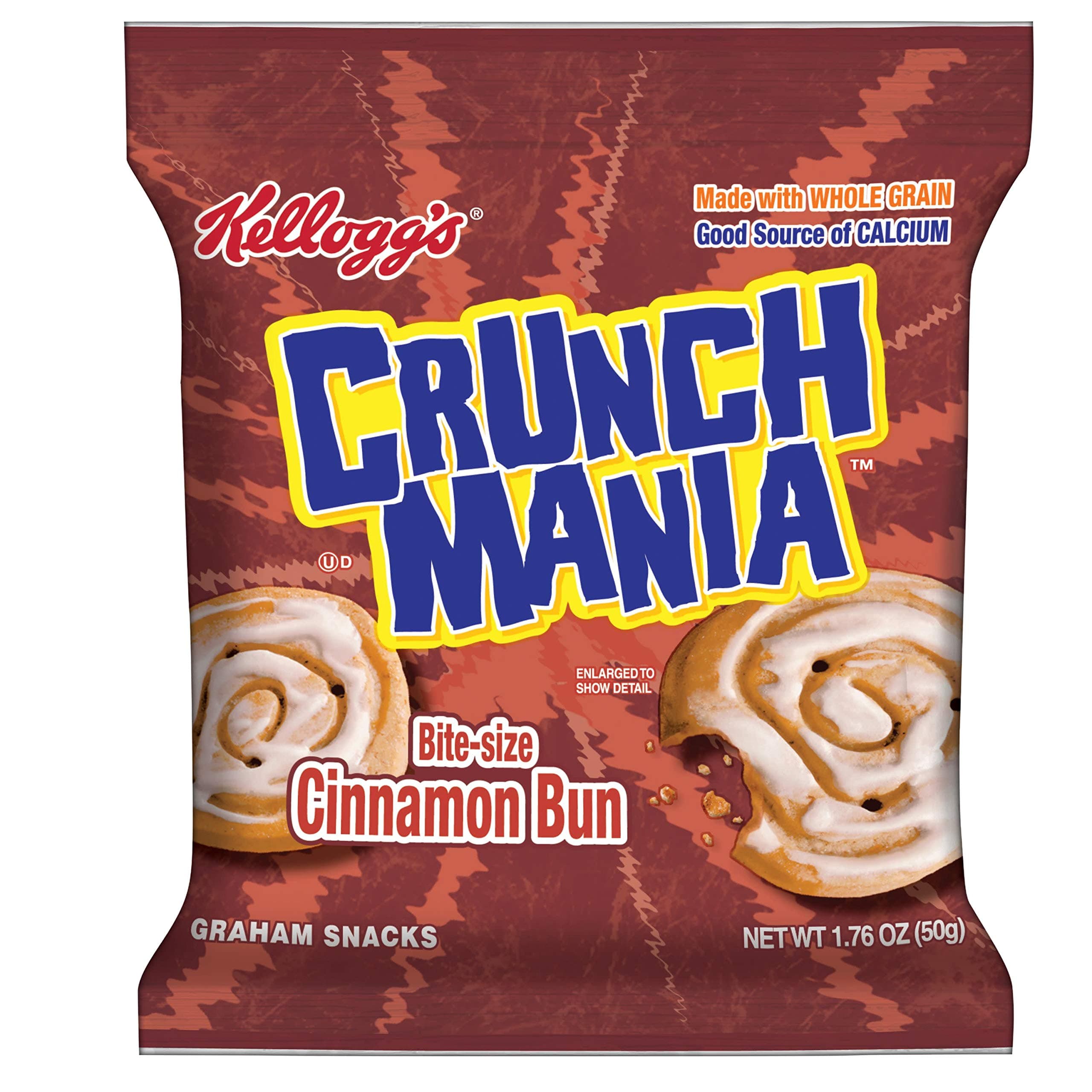 Kellogg's Crunchmania, Graham Snacks, Bite-Size Cinnamon, 1.76 oz(Pack of 100)
