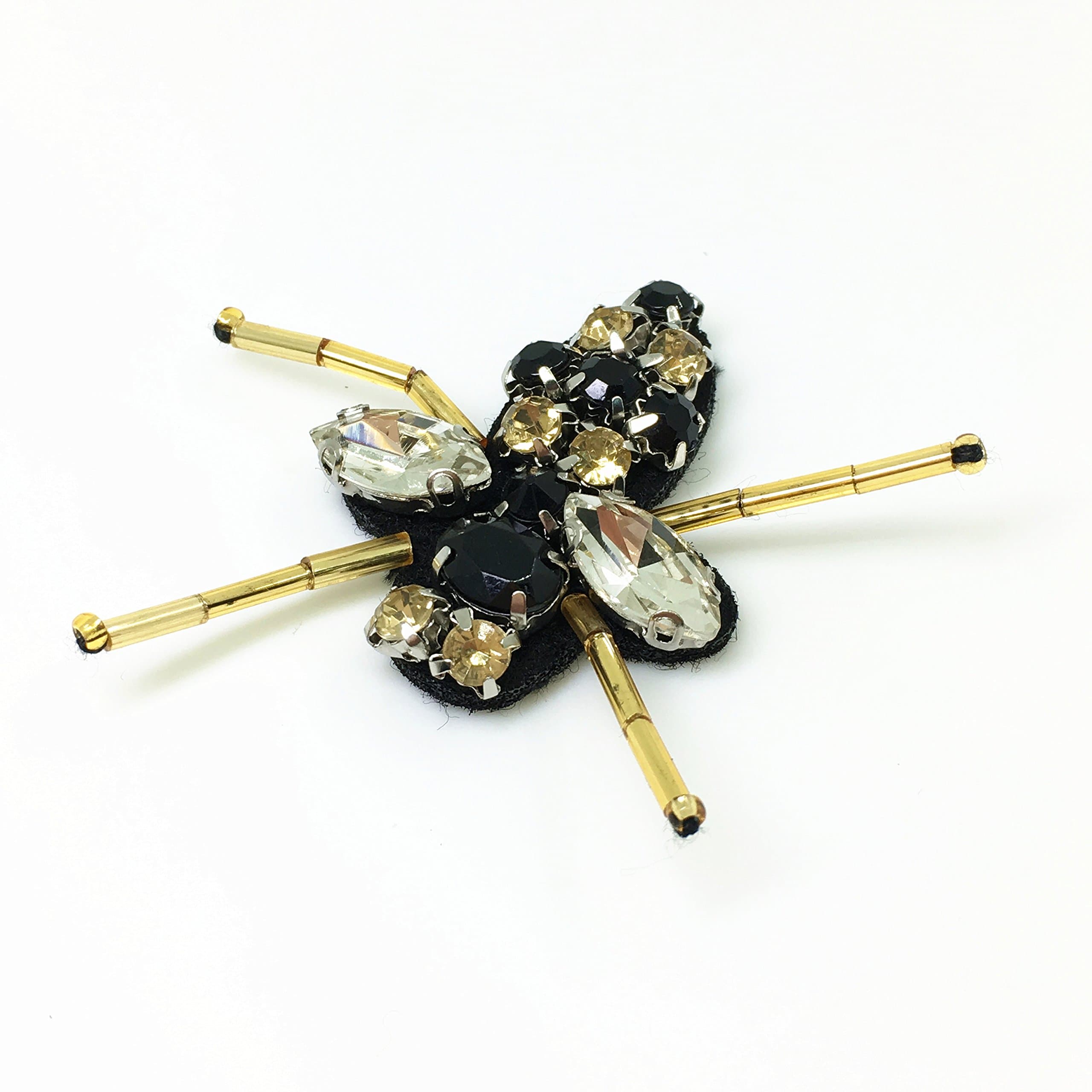 JUBRAY 5pcs Sew On Rhinestone Beaded Bee Patch Long Leg Bees Motifs Decoration 3D Sewing Patch Insect Patches for Clothing Applique 3.3x5cm AC0900