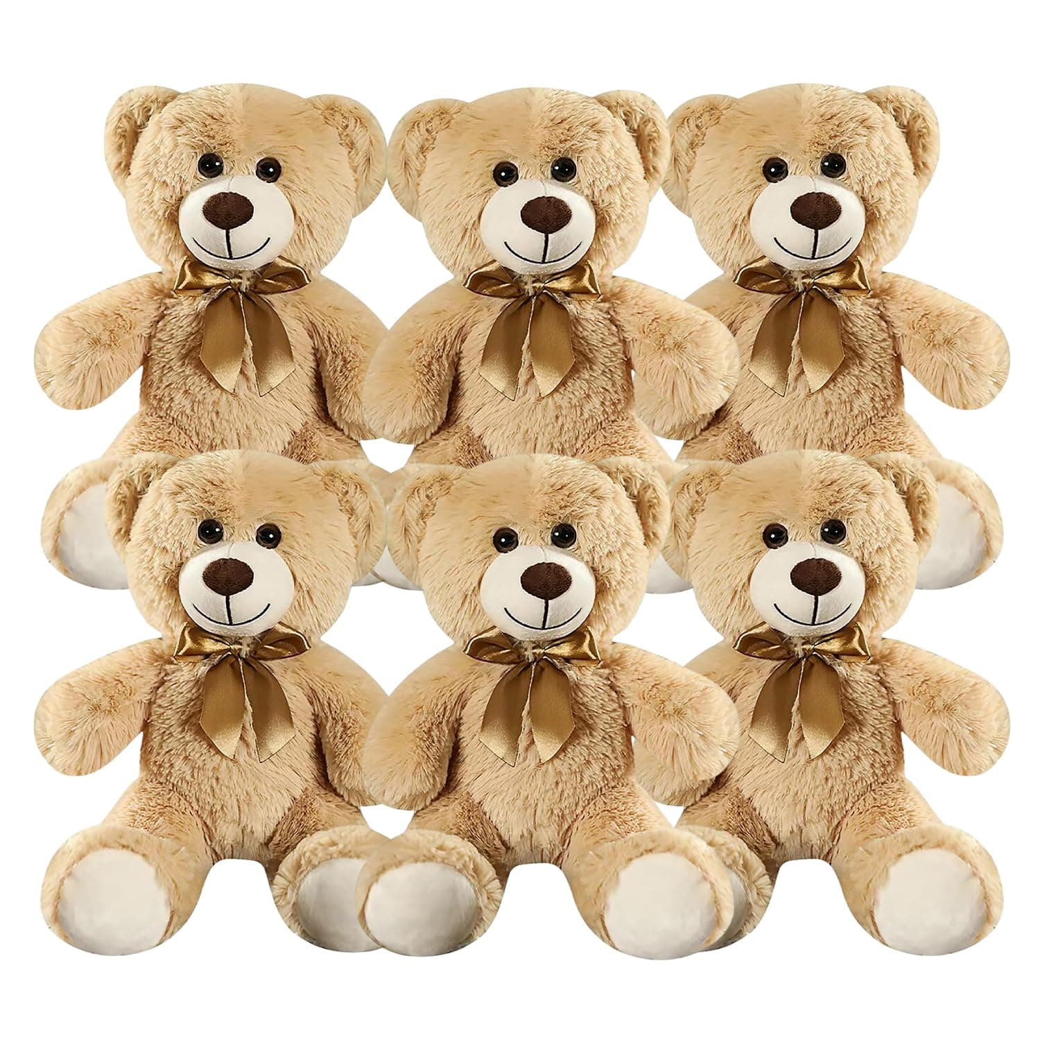 6 Pcs Teddy Bear Stuffed Animals Bulk 13.7 Inch Soft Cuddly Stuffed Teddy Bear Plush Toys Centerpieces for Baby Shower Mother’s Day Birthday Wedding Party Gifts Brown