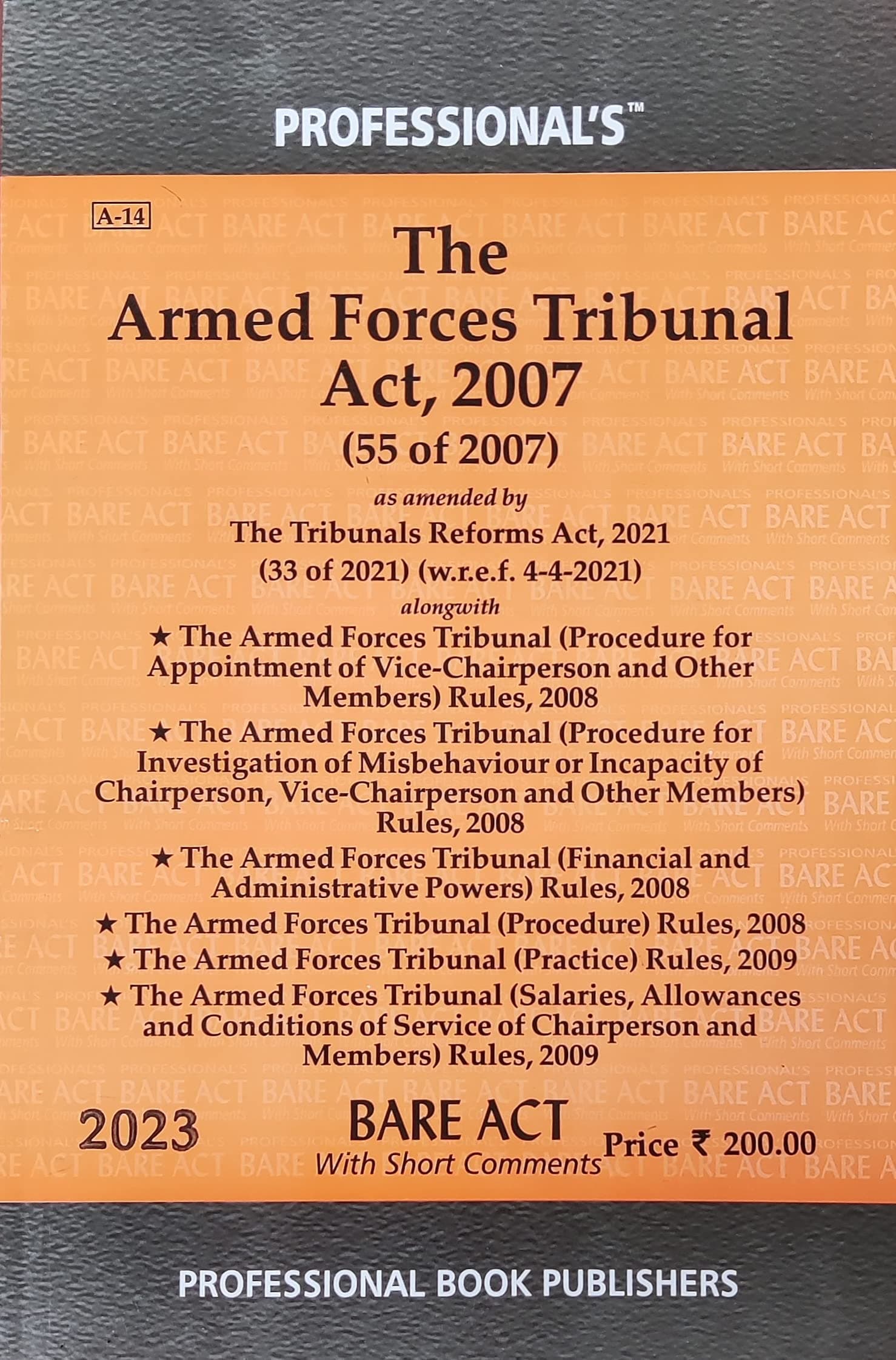 The Armed Forces Tribunal Act, 2007 - Bare Act - Latest Edition - 2023 - Professional