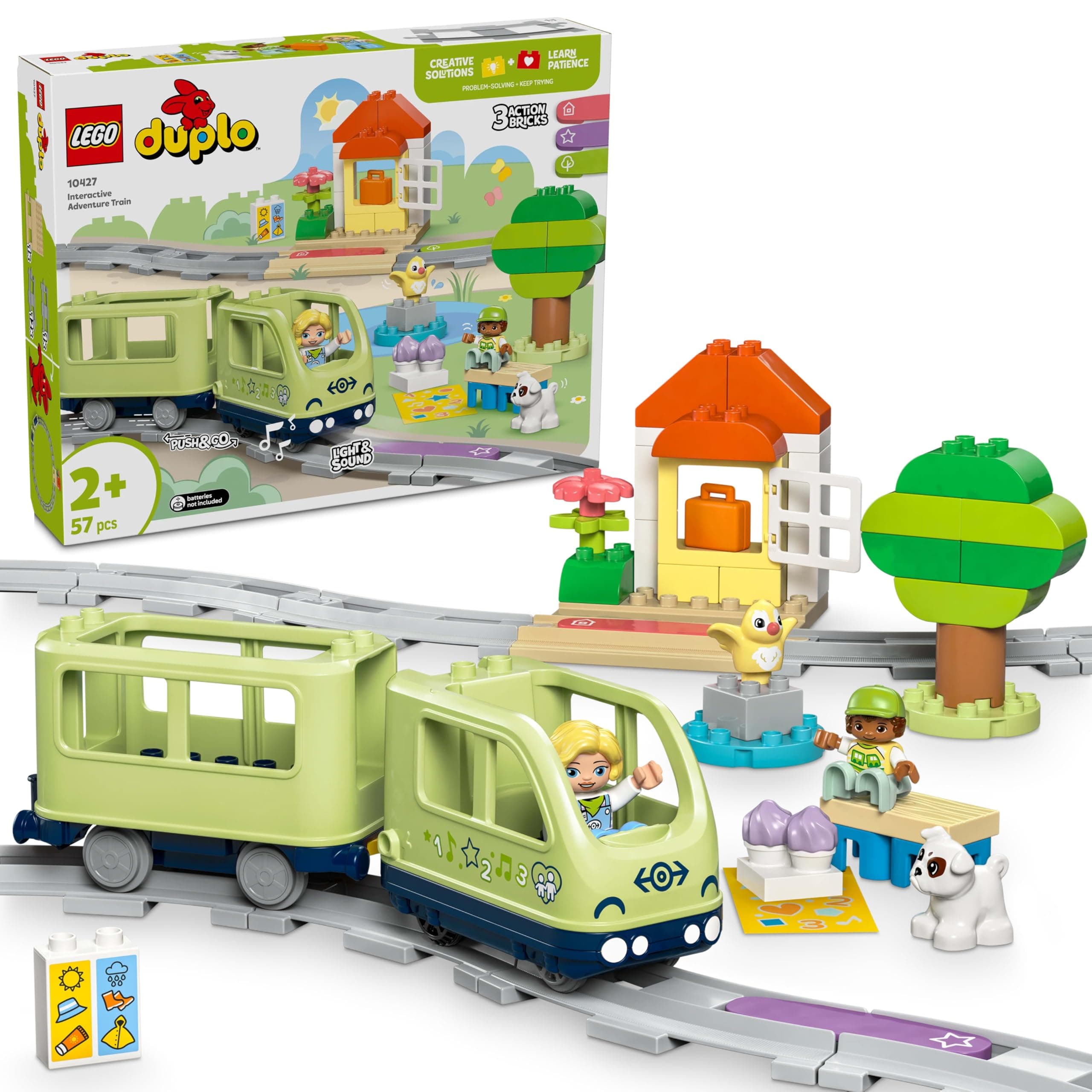LEGO DUPLO Interactive Adventure Train Set - Toddler Learning Toy for 2+ Year Old Boys & Girls - incl. 14 Track Pieces, Action Bricks with Sound and 4 Figures - Gift Idea - 10427
