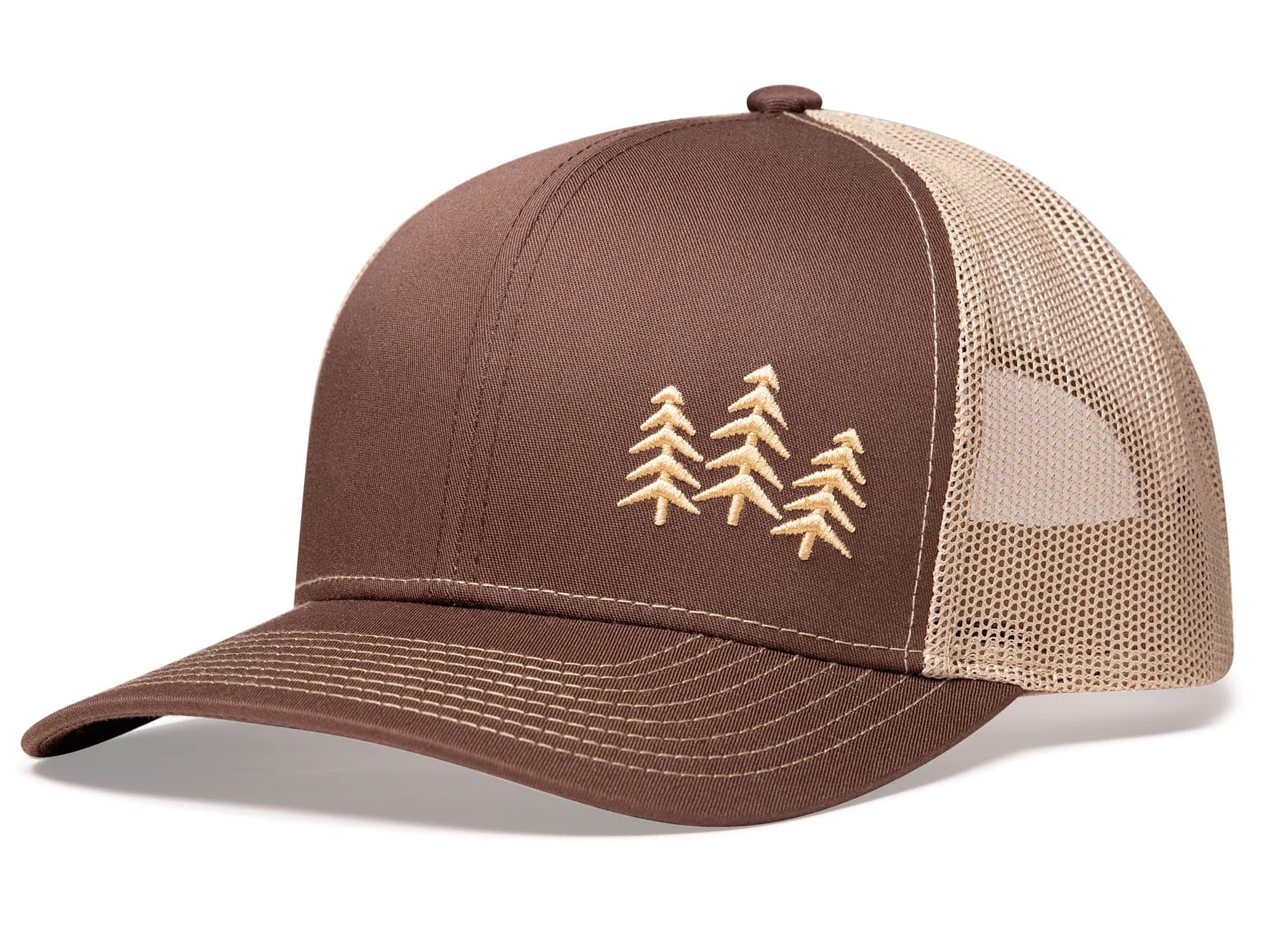 Low Key Caps Trucker Snapback Baseball Hat - Tree, Brown/Khaki, OSFM