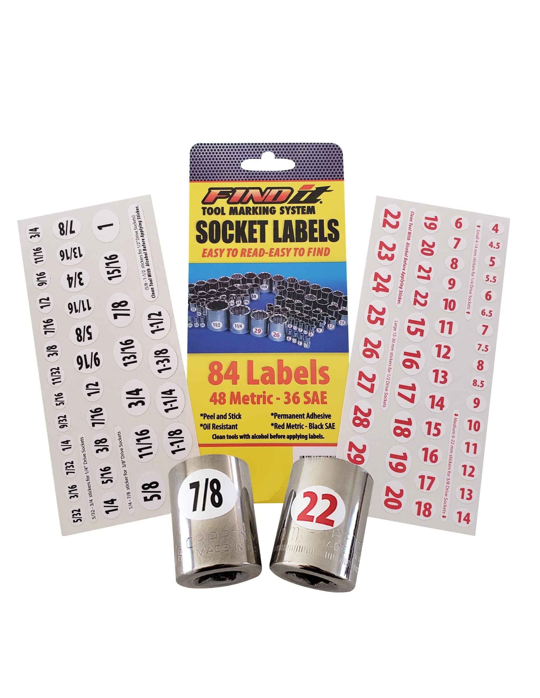 Compatible Replacement for 964XL. 4 Pack. Socket Labels Pack of 84- Stickers for Better Tool Box Organization