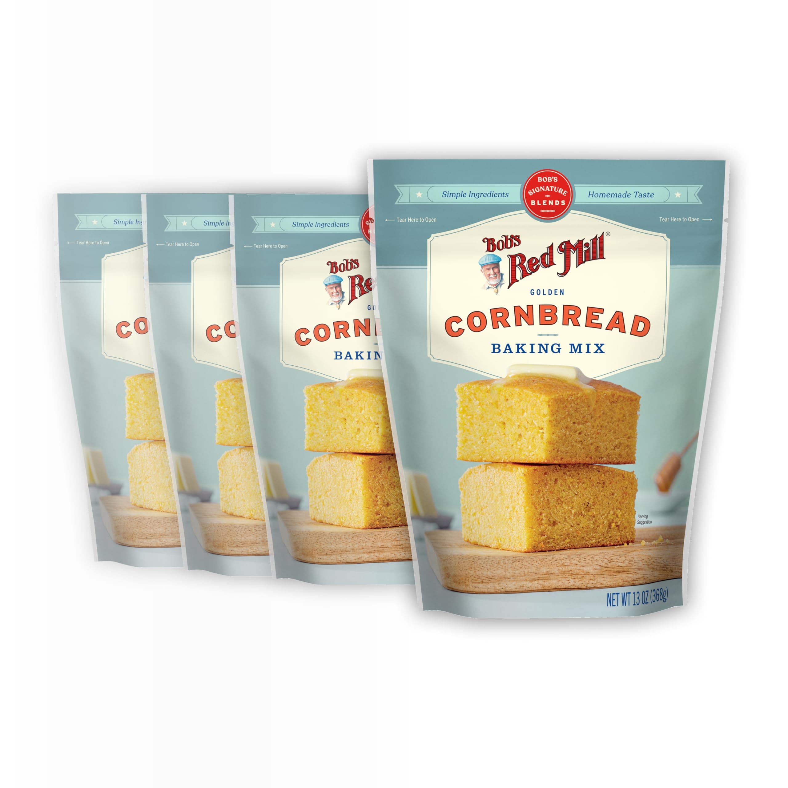 Bob's Red Mill Signature Cornbread Baking Mix, 13oz (Pack of 4) - Simple Clean Ingredients, Homemade Taste, Kosher
