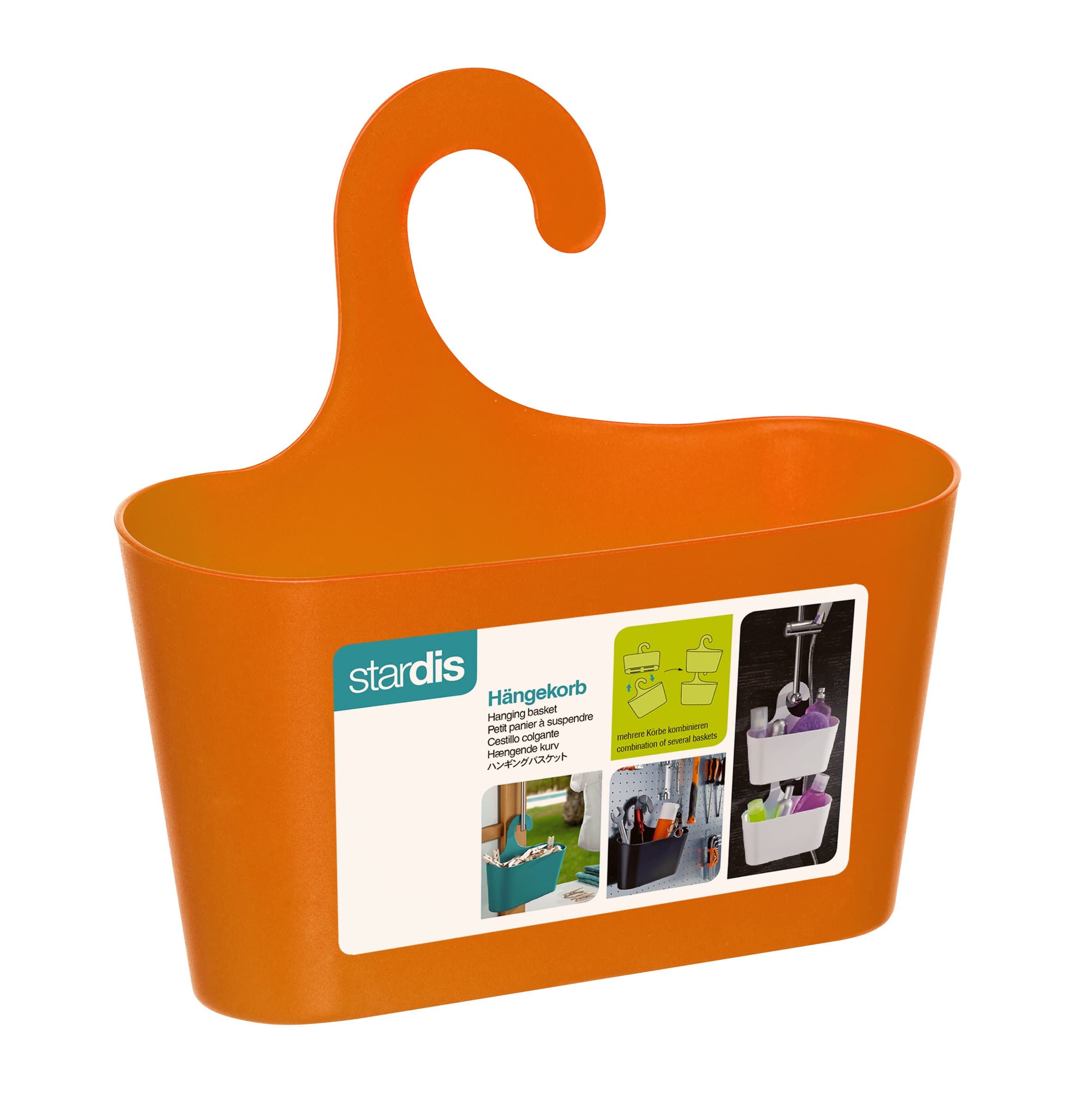 Shower Basket Orange with Hook Hanging Caddy Organizer Plastic