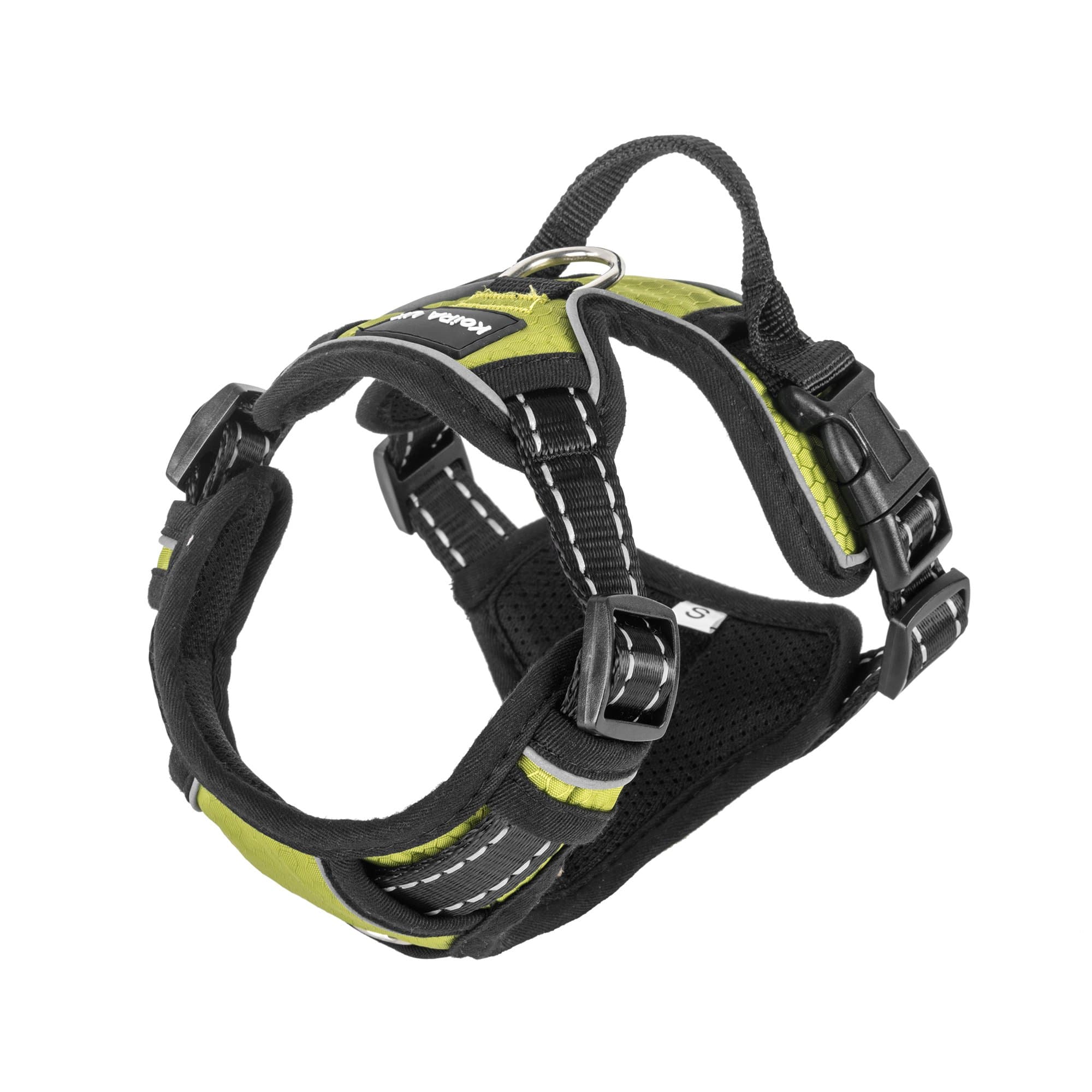 Koira Odin ergonomic, padded, adjustable, quality no-pull dog harness with back and front clips (Medium, Green)
