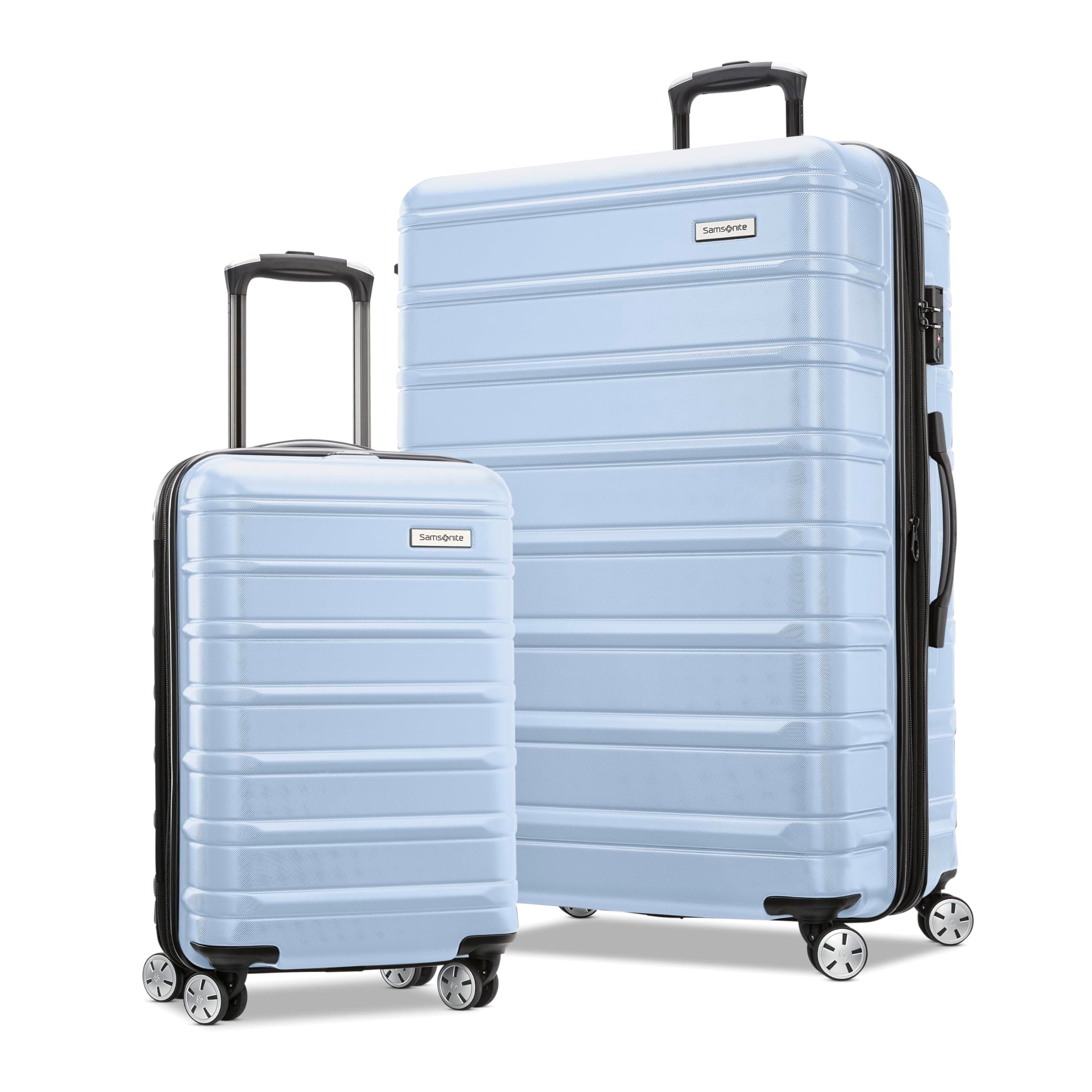 Samsonite Omni 2 Hardside 2 Piece Set - Includes Global Carry-On & Large Checked Suitcases - 360° Dual Spinner Wheels - Integrated TSA Lock & Expansion - Amazon Exclusive - Pale Blue