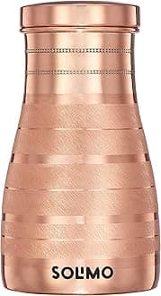 Amazon Brand - Solimo Copper Water Pot | Bedside Pot with Glass | Lining Finish |950 ml