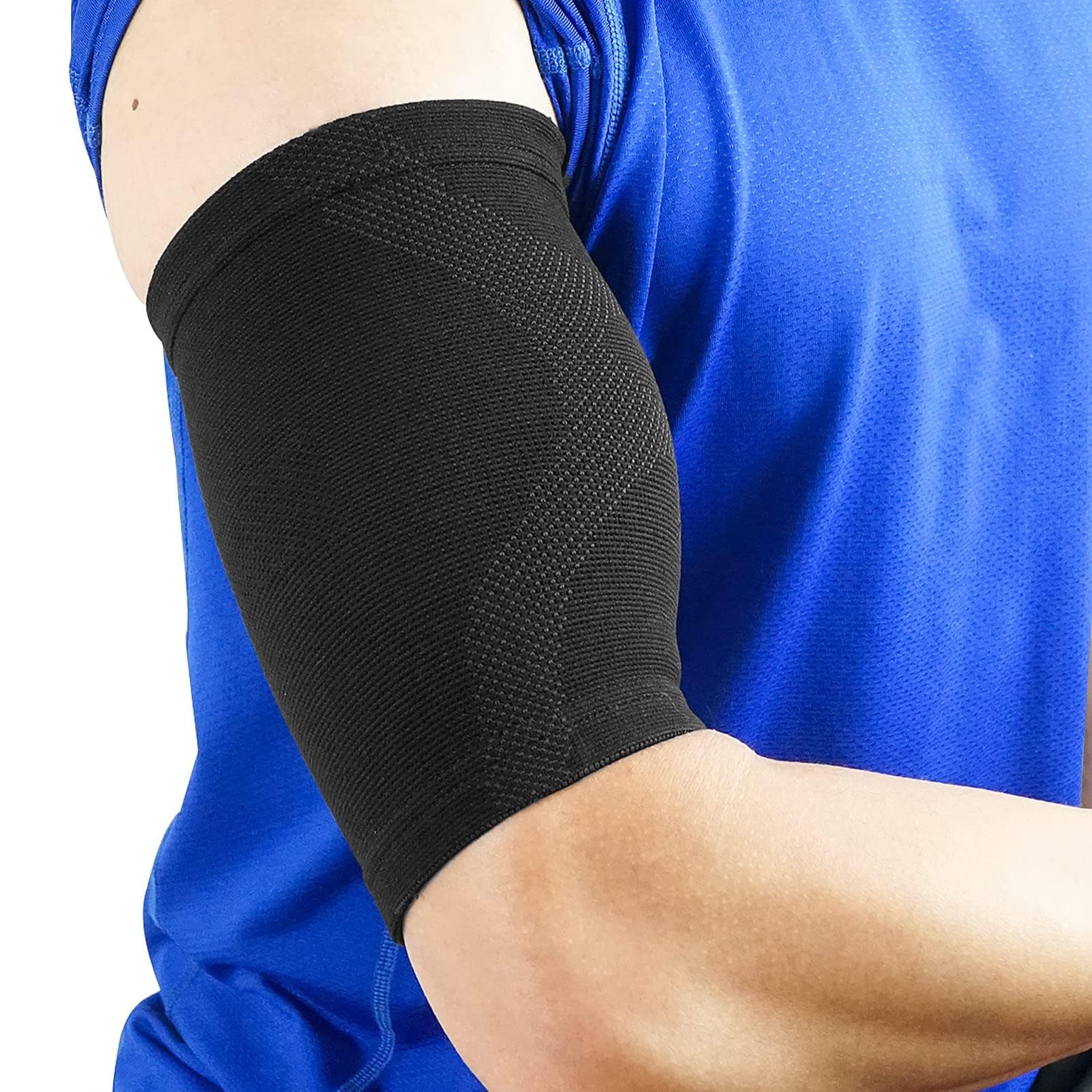 Luwint Bicep Tendonitis Brace, Knitted Compression Upper Arm Sleeve Support, 1 Pair (Small)