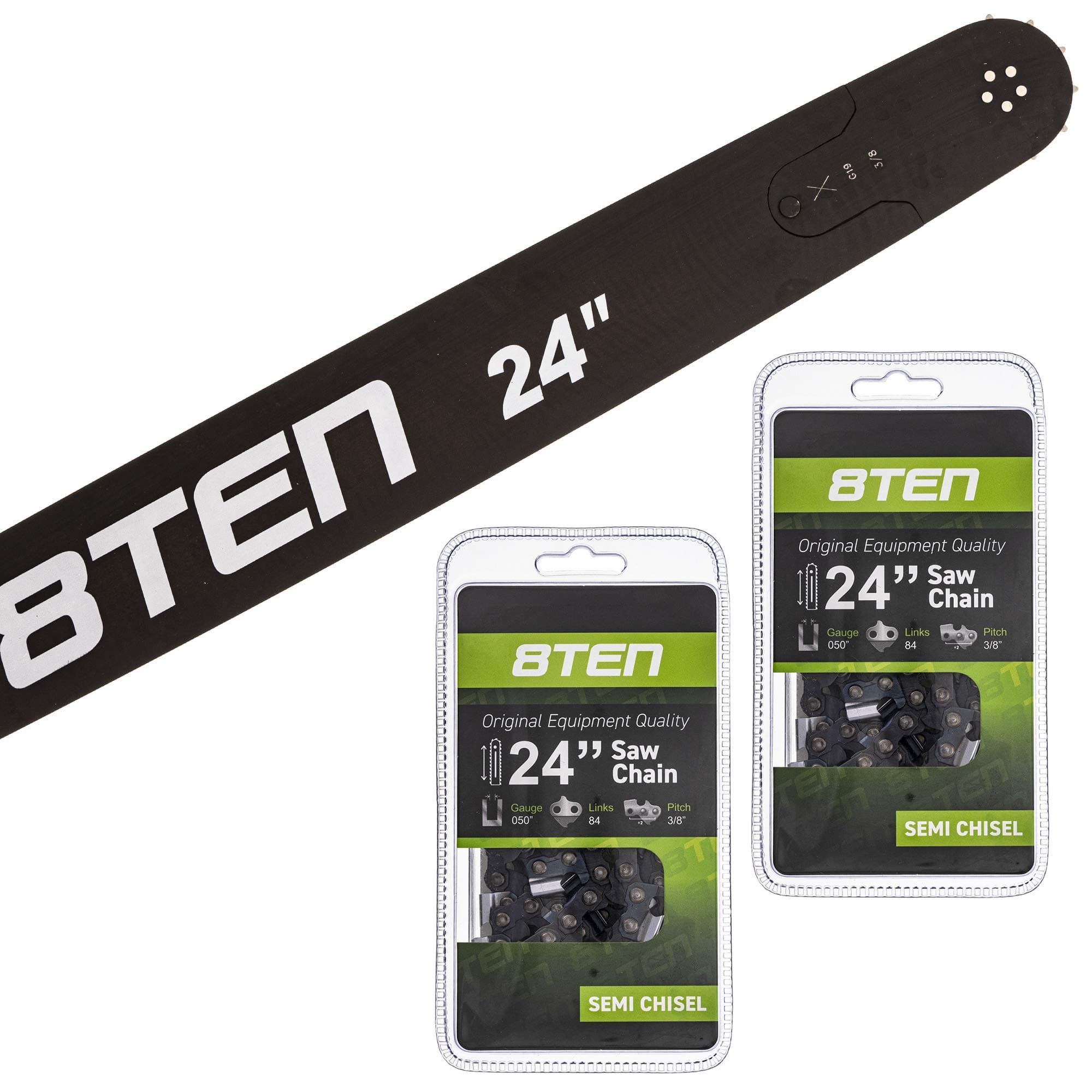 Chainsaw Guide Bar and 2 Chains For Stihl MS 029 046 270 290 310 440 461 3003 000 8830 24 inch .050 .375 84DL