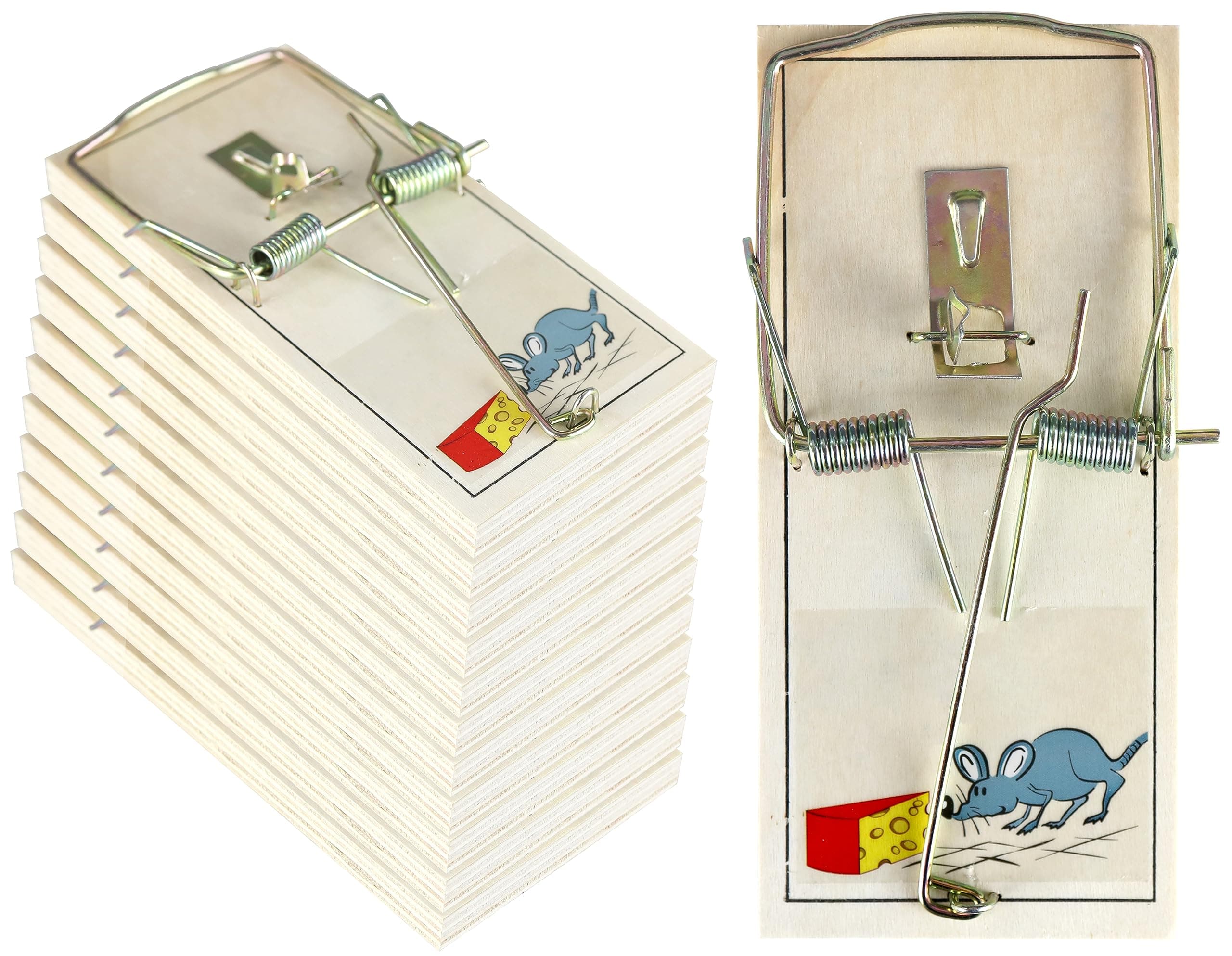 Harrier Hardware 12-Pack Rat Trap Bulk Set - Reliable Double Spring Mechanism with Sturdy Wood Base and Metal Plate for Indoor and Outdoor Quick Strong Snap