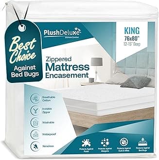 Premium Zippered Mattress Encasement, 100% Waterproof, Bed Bug/Dust Mite Proof And Hypoallergenic Cotton Terry Surface, 6 Sided Mattress Protector (Fits 12''-15'' H) KING SIZE, 10-Year Warranty
