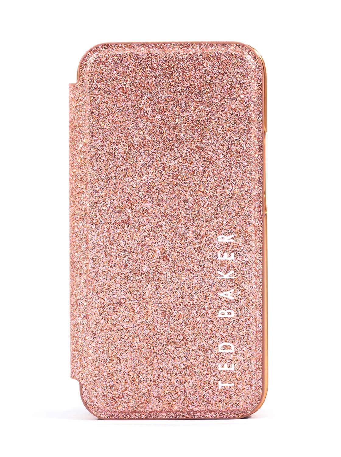 Ted BakerMirror Folio Case for iPhone 13/14 - Rose Gold Glitter