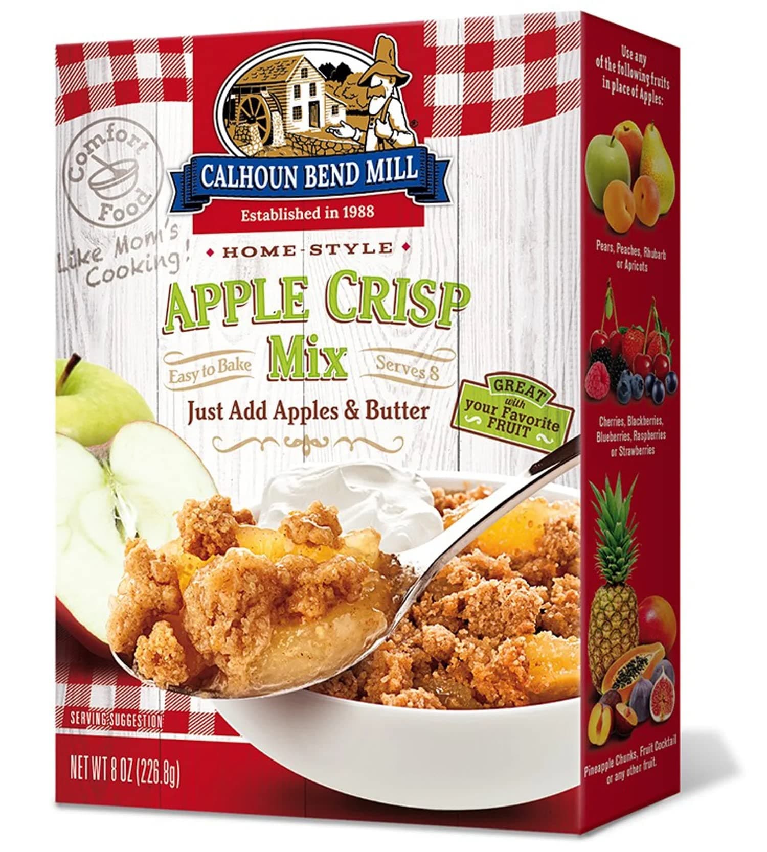 Calhoun Bend Mill Apple Crisp Mix | Easy Fall Dessert for Apples, Peaches, Berries | Perfect w/Apple Pie Filling or Fruit Mix | Microwave or Oven Baking | Includes Tasty Variations - 8 oz (Pack of 2)