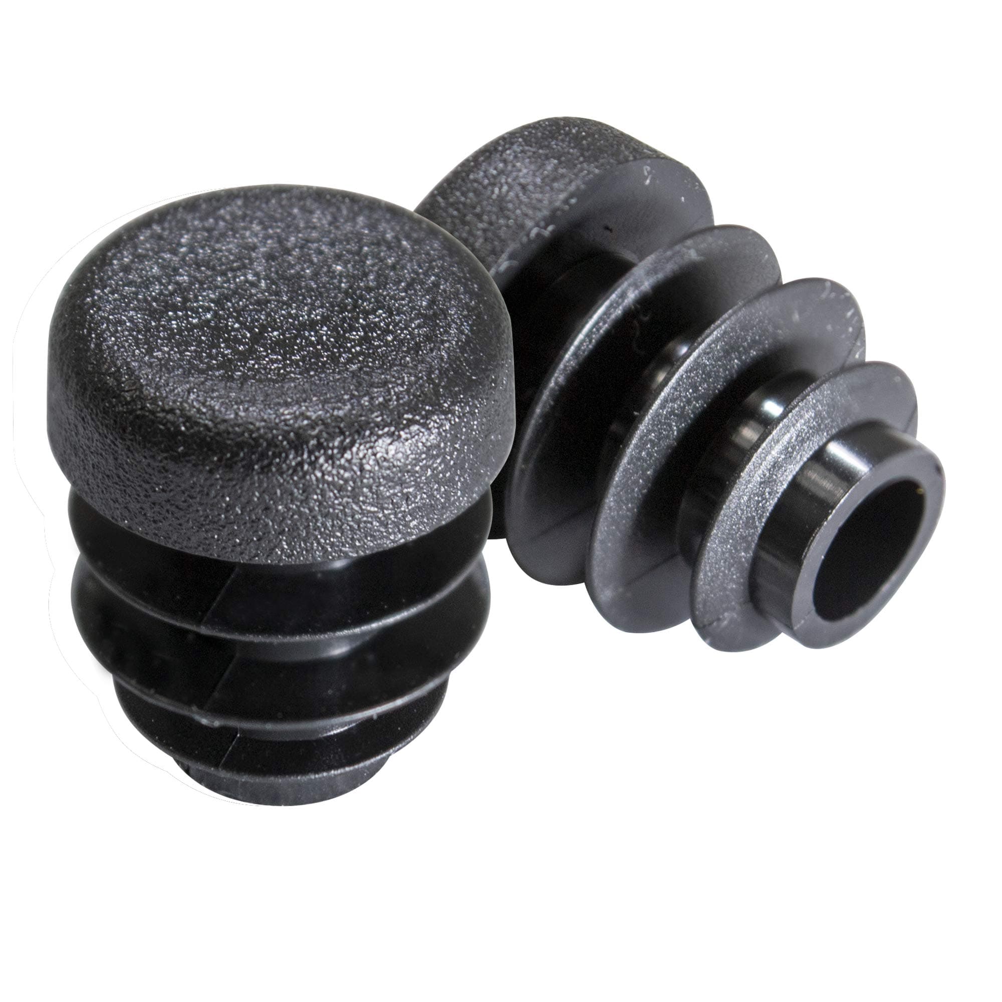Prescott Plastics 1/2" (12.7 mm) Outer Diameter Ribbed Plastic Hole Plugs, Round Black Metal Tubing End Caps, Strong Furniture Leg Inserts, Impact & Weather Resistant, Made in The USA - 10 Pack