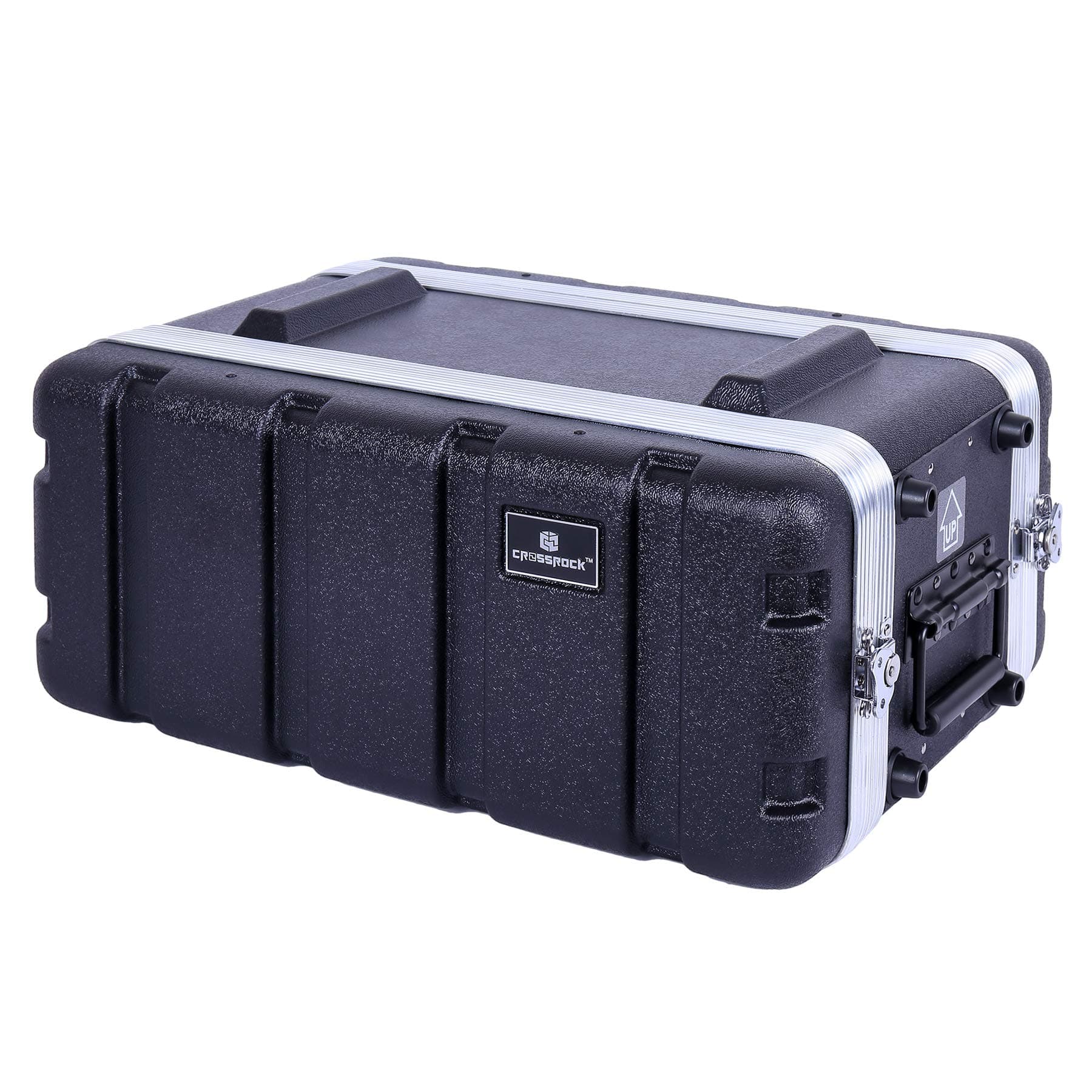 Crossrock Stackable 4U Rack Case, Shallow 9.5” Depth, Polyethylene Hard-Shell Construction with Heavy Duty Hardware-Black(CRA9604US)