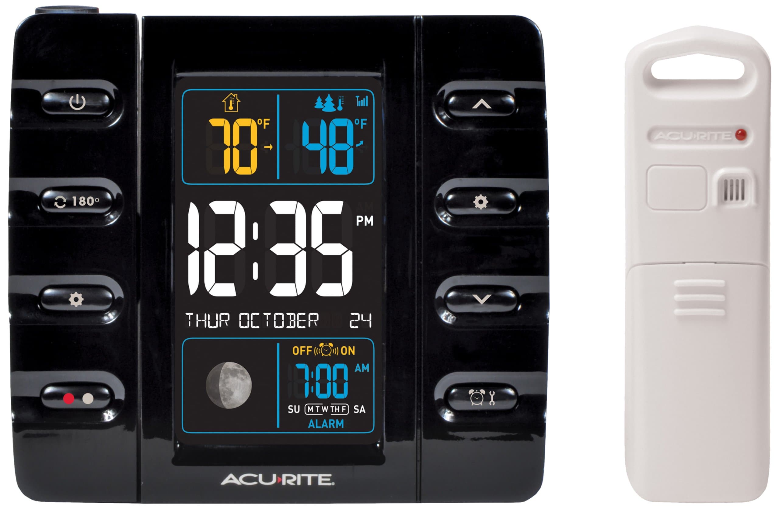 AcuRite 13020 Intelli-Time Projection Alarm Clock with Temperature and USB Charging , Black