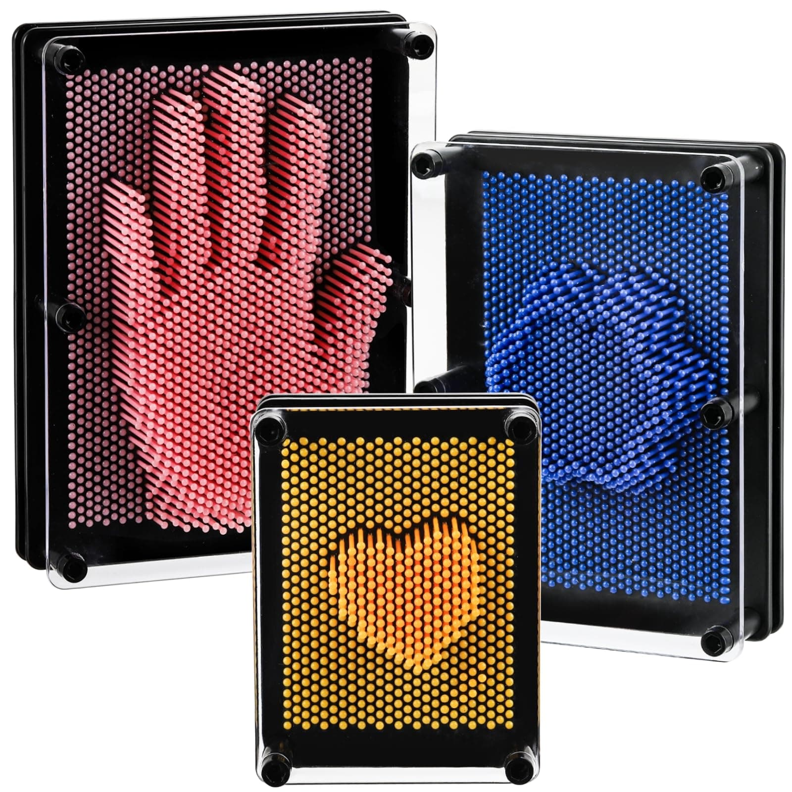 3 Pack Plastic Pin Art Board, 3D Pin Art Sensory, 3 Size Classic Pin Impression Sculpture Needle for Creativity, Gift and Decoration for Adults, Customers, Home, Office